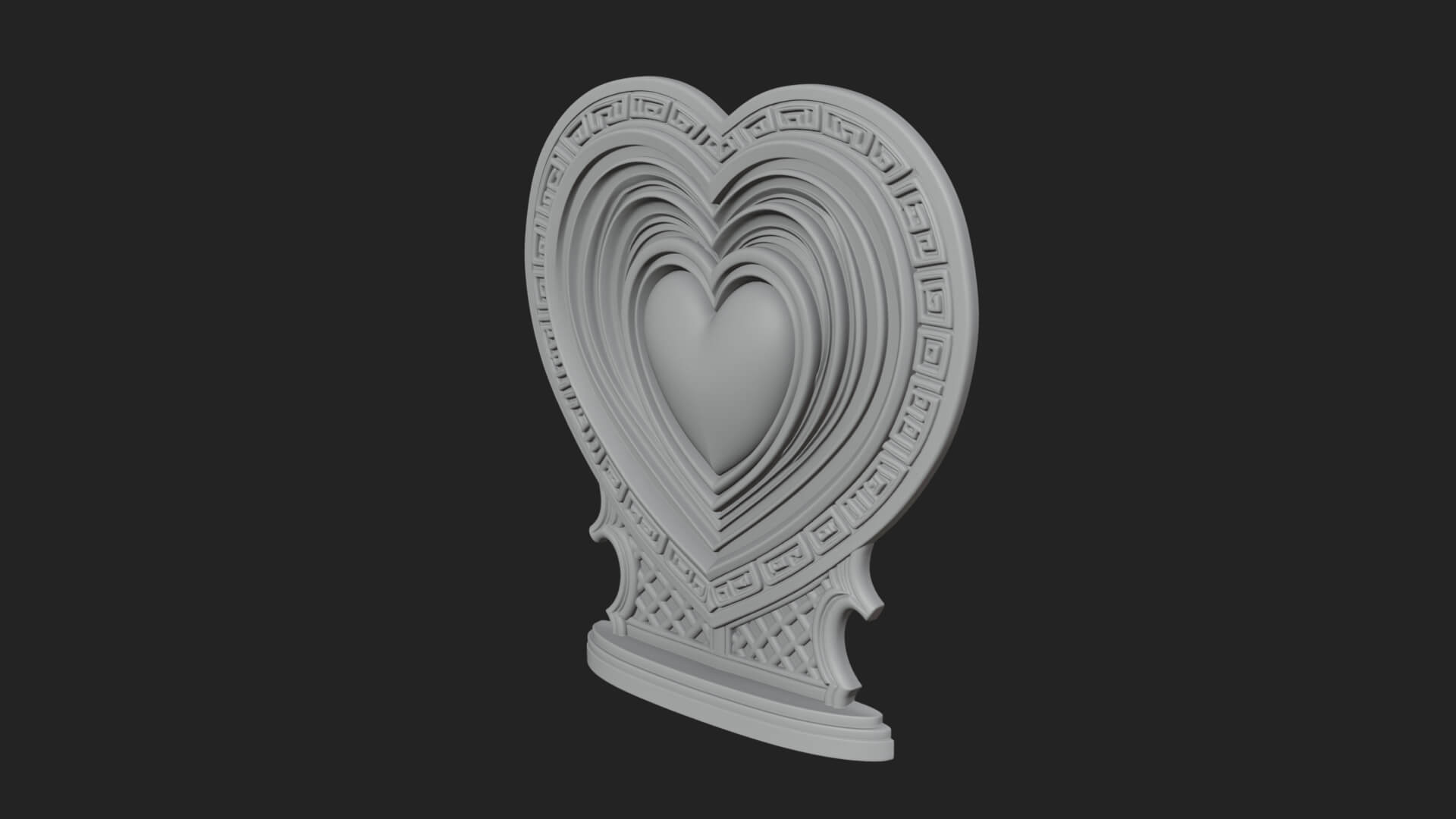 Ornate Framed Heart Plaque Design 163 3D Print Model 3D Model