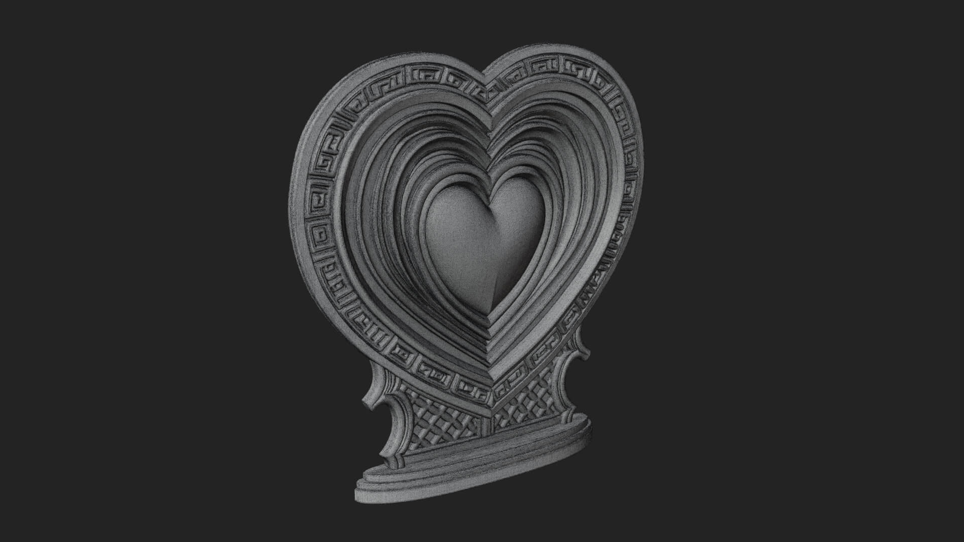 Ornate Framed Heart Plaque Design 163 3D Print Model 3D Model