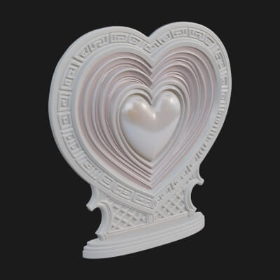 Ornate Framed Heart Plaque Design 163 3D Print Model