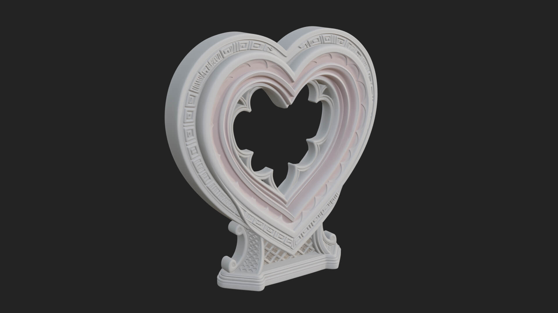 Ornate Framed Heart Plaque Design 164 3D Print Model 3D Model