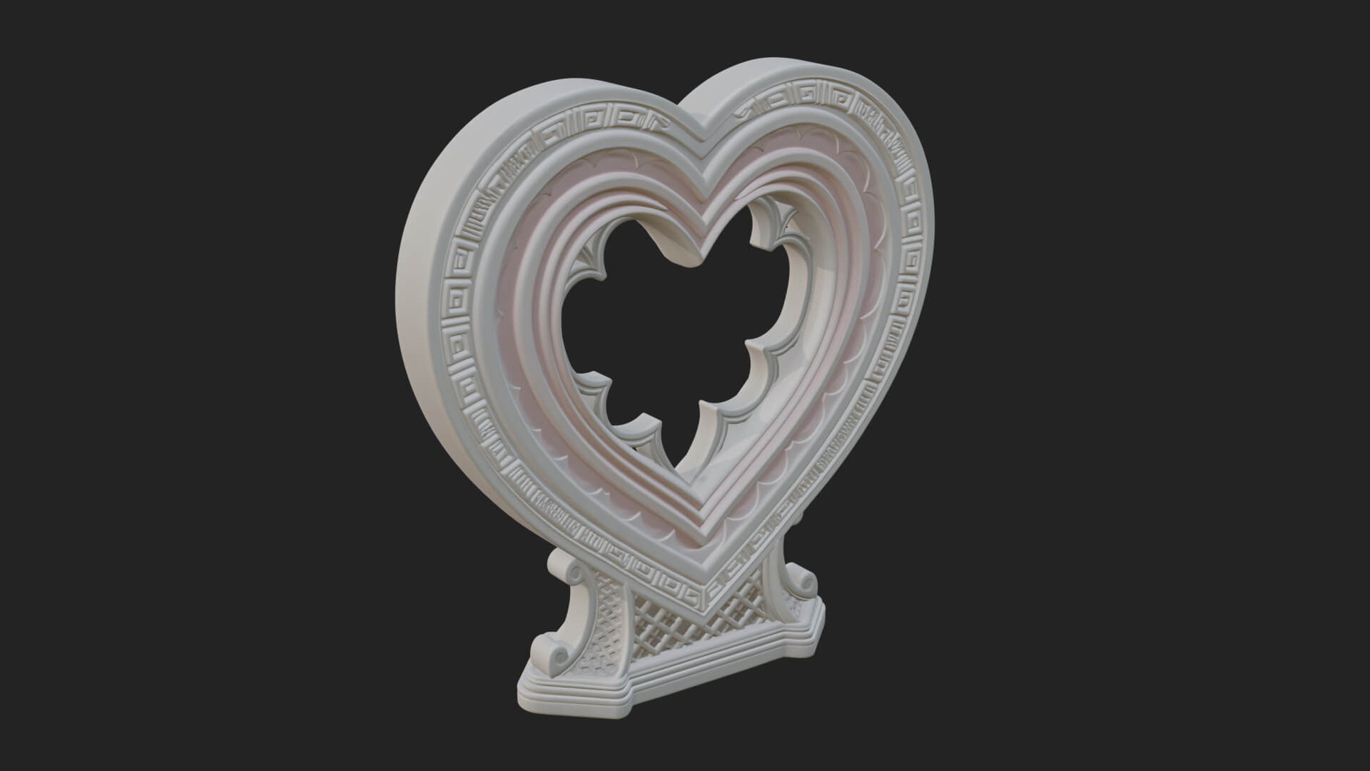 Ornate Framed Heart Plaque Design 164 3D Print Model 3D Model