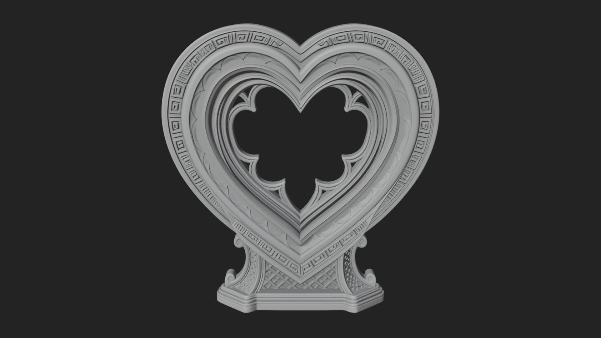 Ornate Framed Heart Plaque Design 164 3D Print Model 3D Model