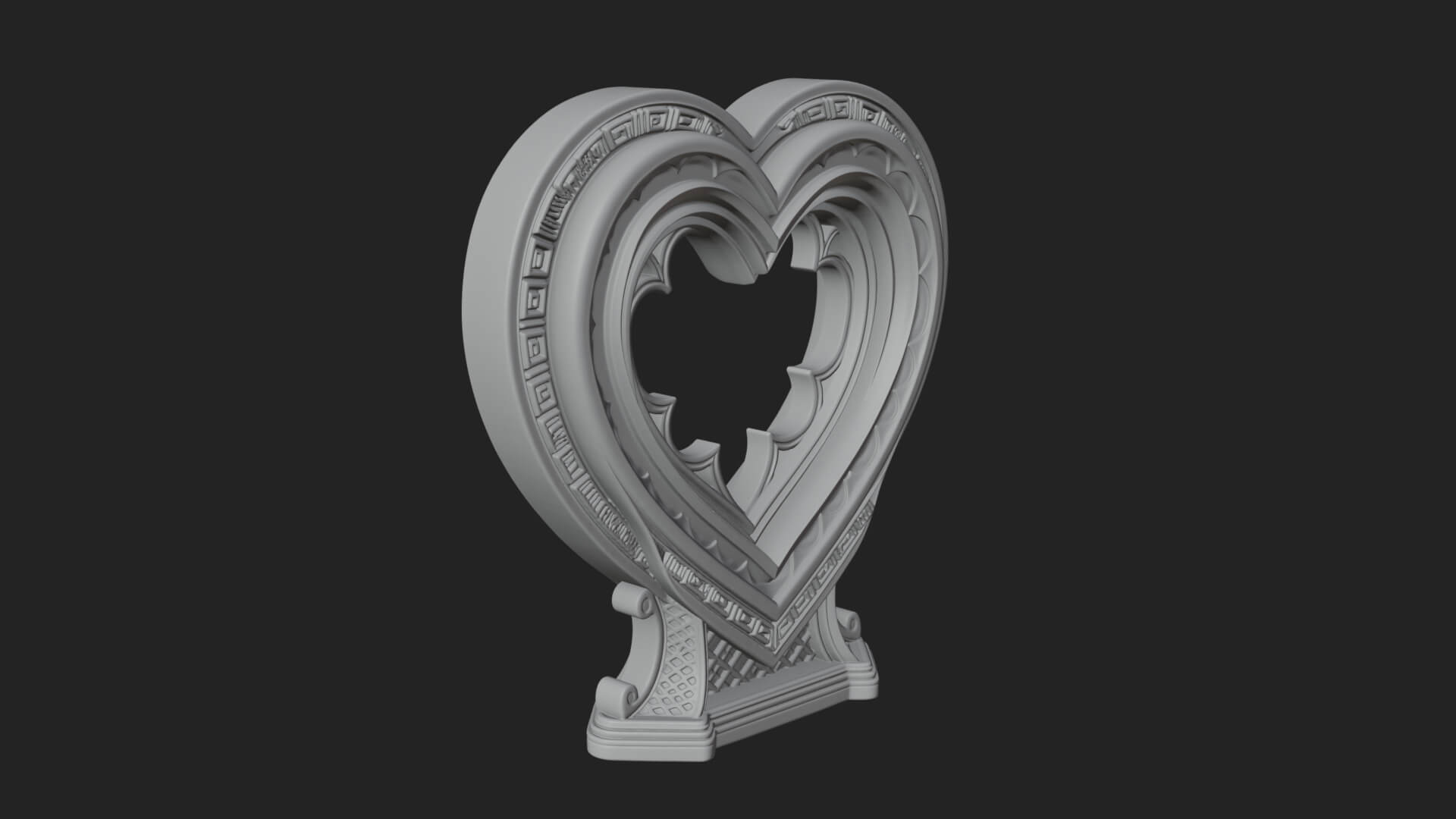 Ornate Framed Heart Plaque Design 164 3D Print Model 3D Model