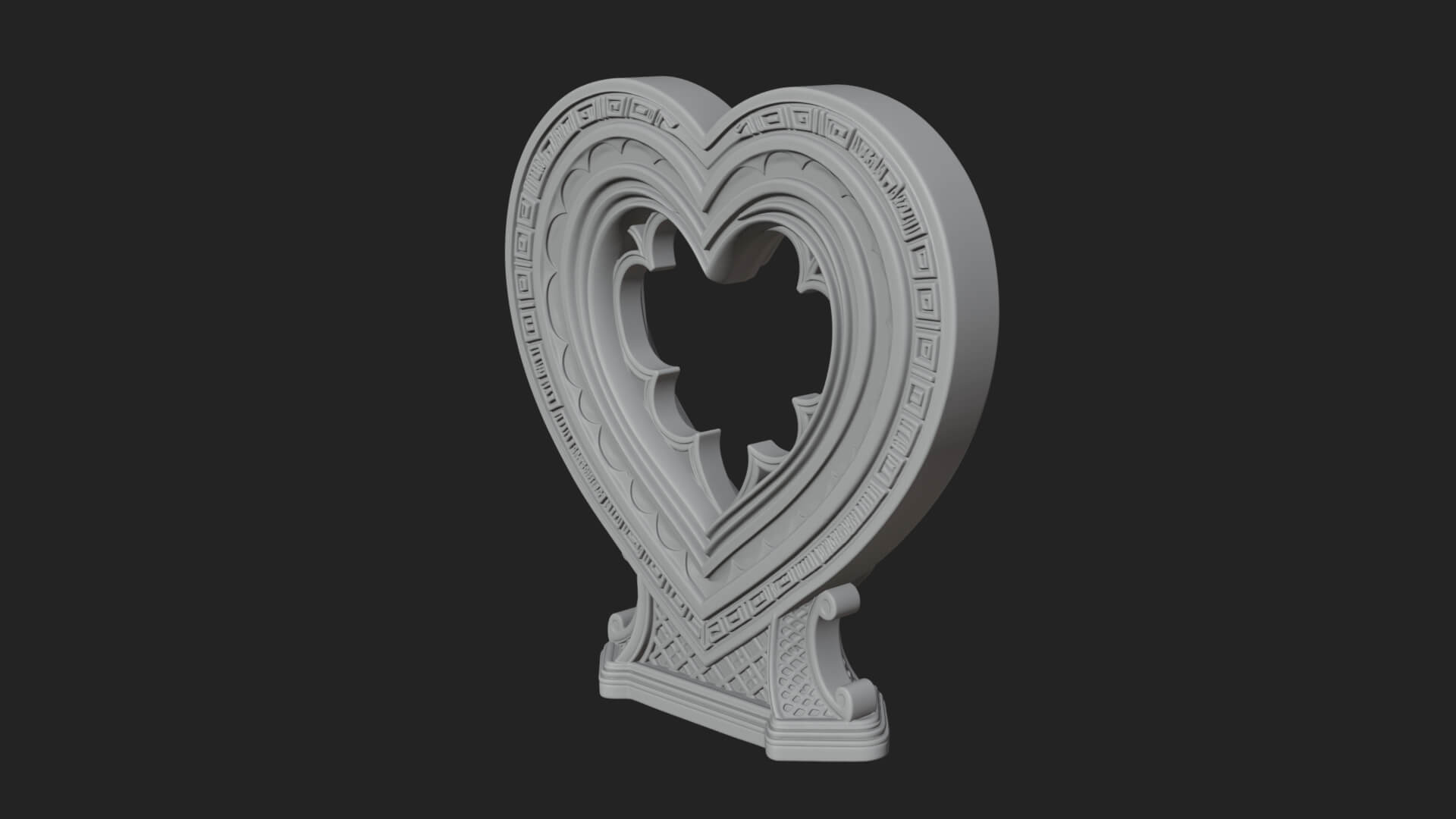 Ornate Framed Heart Plaque Design 164 3D Print Model 3D Model