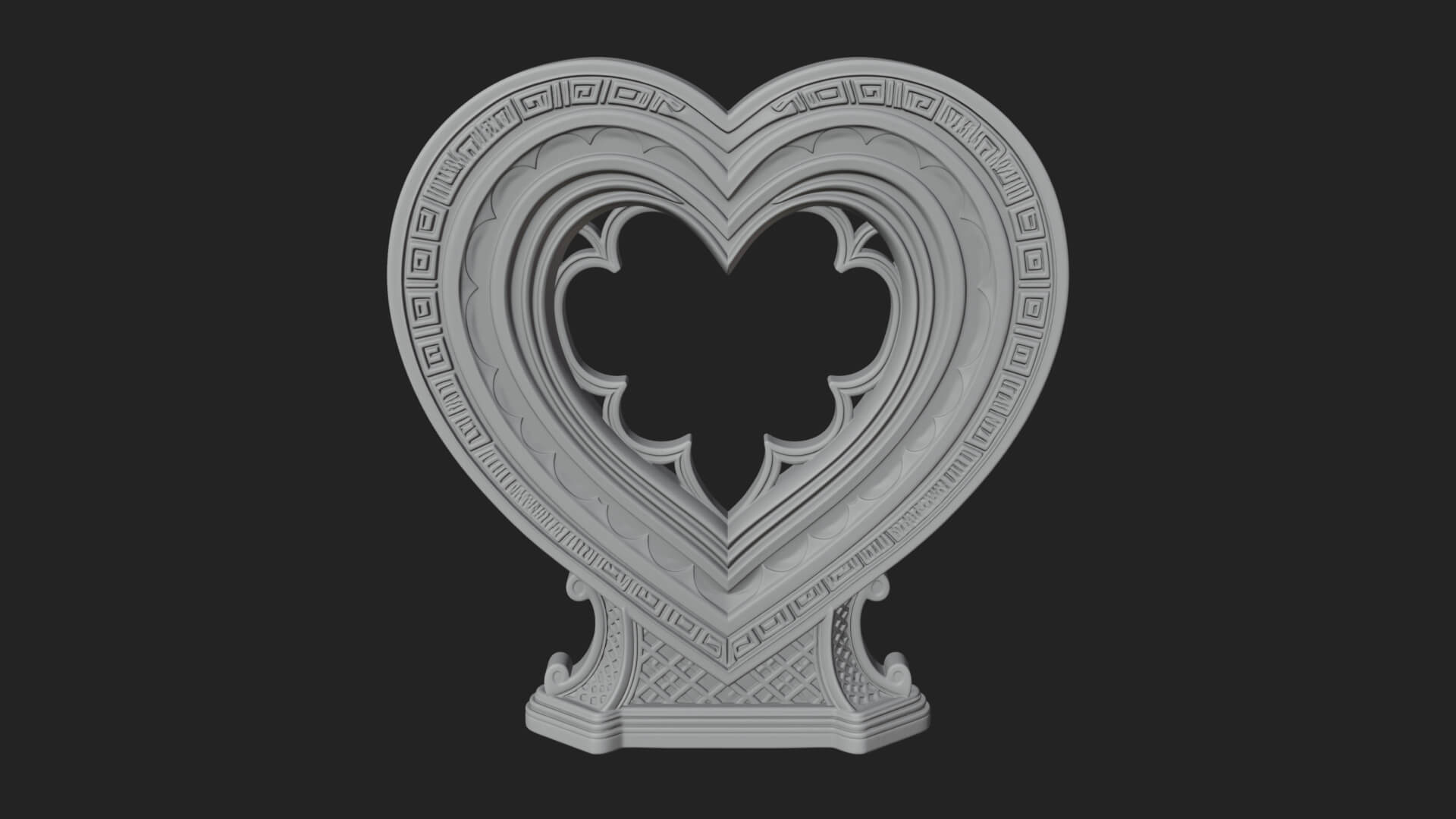 Ornate Framed Heart Plaque Design 164 3D Print Model 3D Model