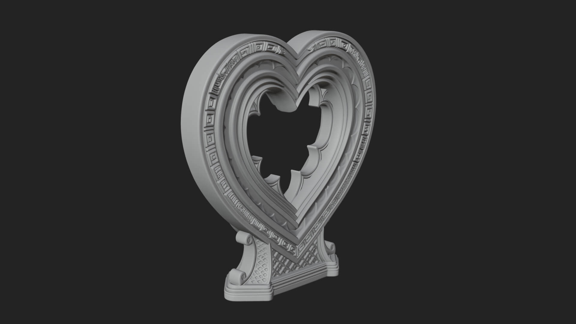 Ornate Framed Heart Plaque Design 164 3D Print Model 3D Model
