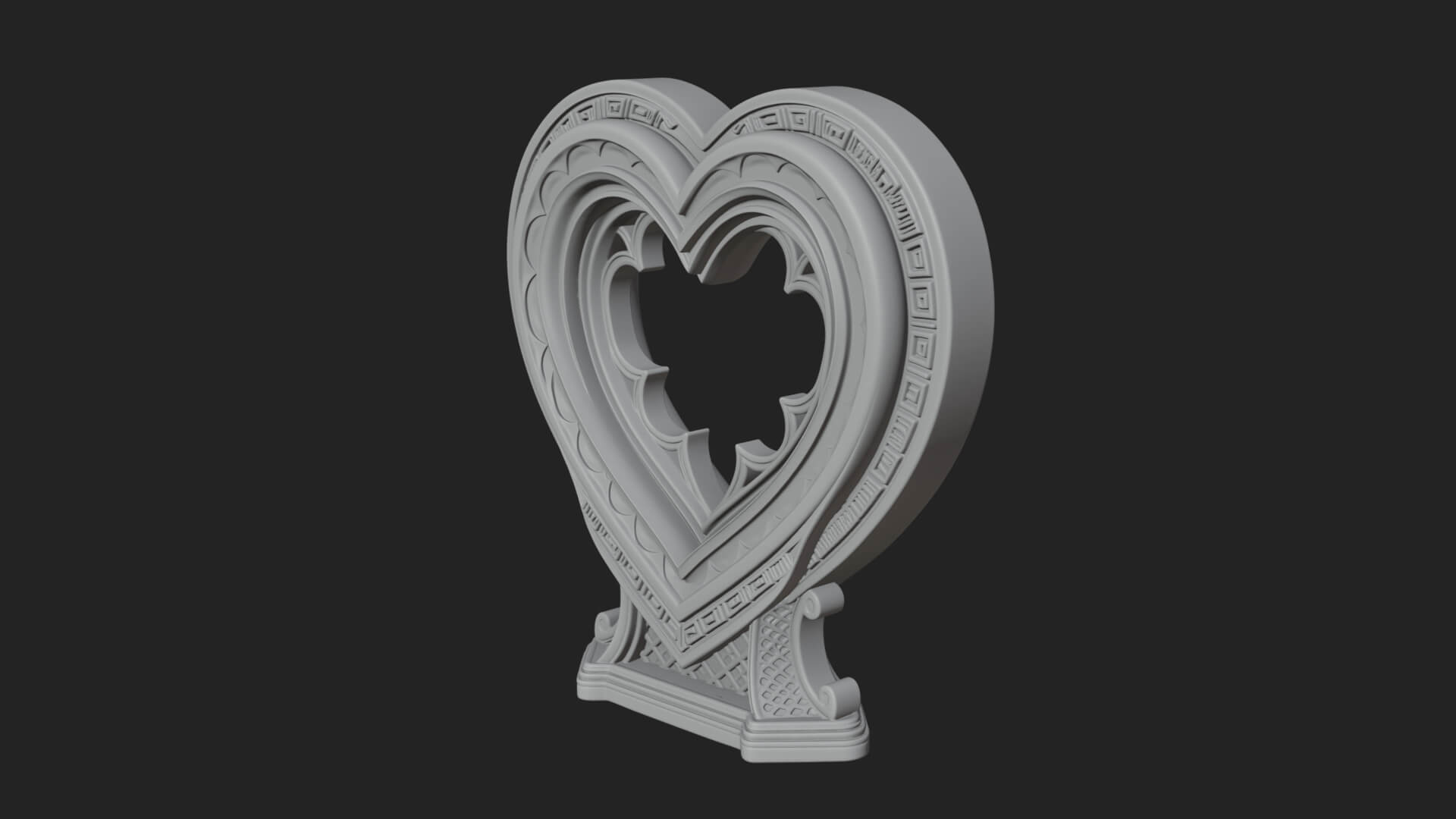 Ornate Framed Heart Plaque Design 164 3D Print Model 3D Model
