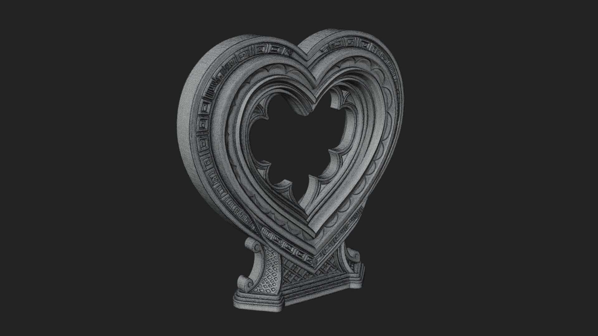 Ornate Framed Heart Plaque Design 164 3D Print Model 3D Model