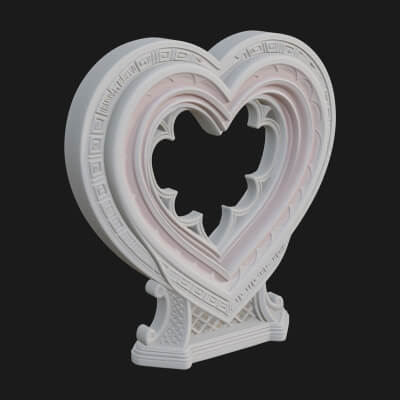 Ornate Framed Heart Plaque Design 164 3D Print Model