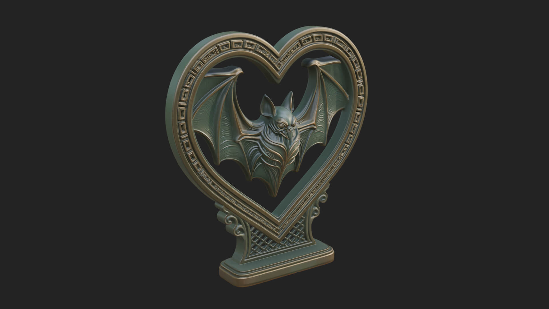 Ornate Framed Heart Plaque Design 166 3D Print Model 3D Model