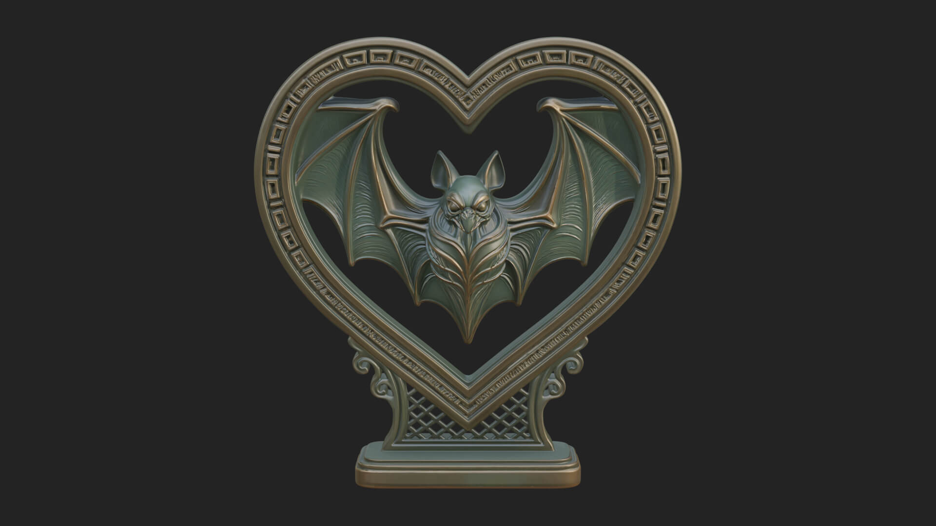 Ornate Framed Heart Plaque Design 166 3D Print Model 3D Model