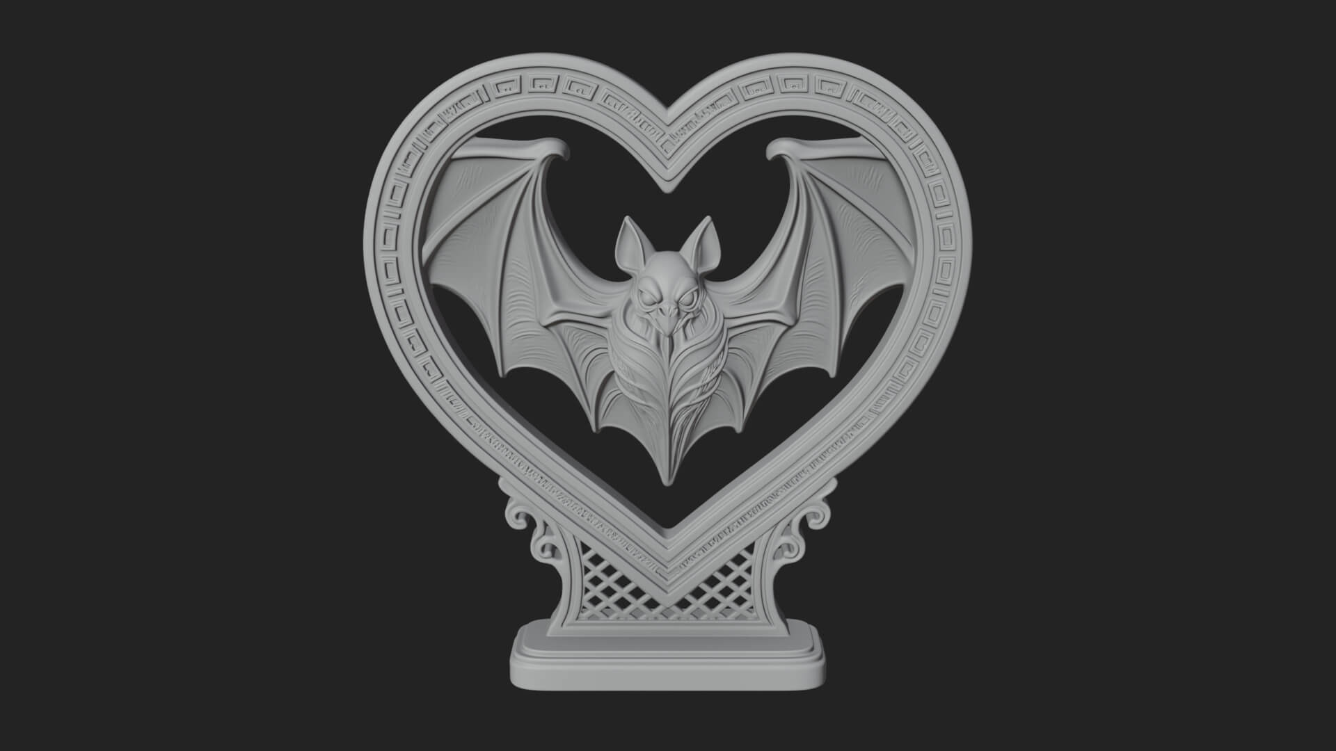 Ornate Framed Heart Plaque Design 166 3D Print Model 3D Model