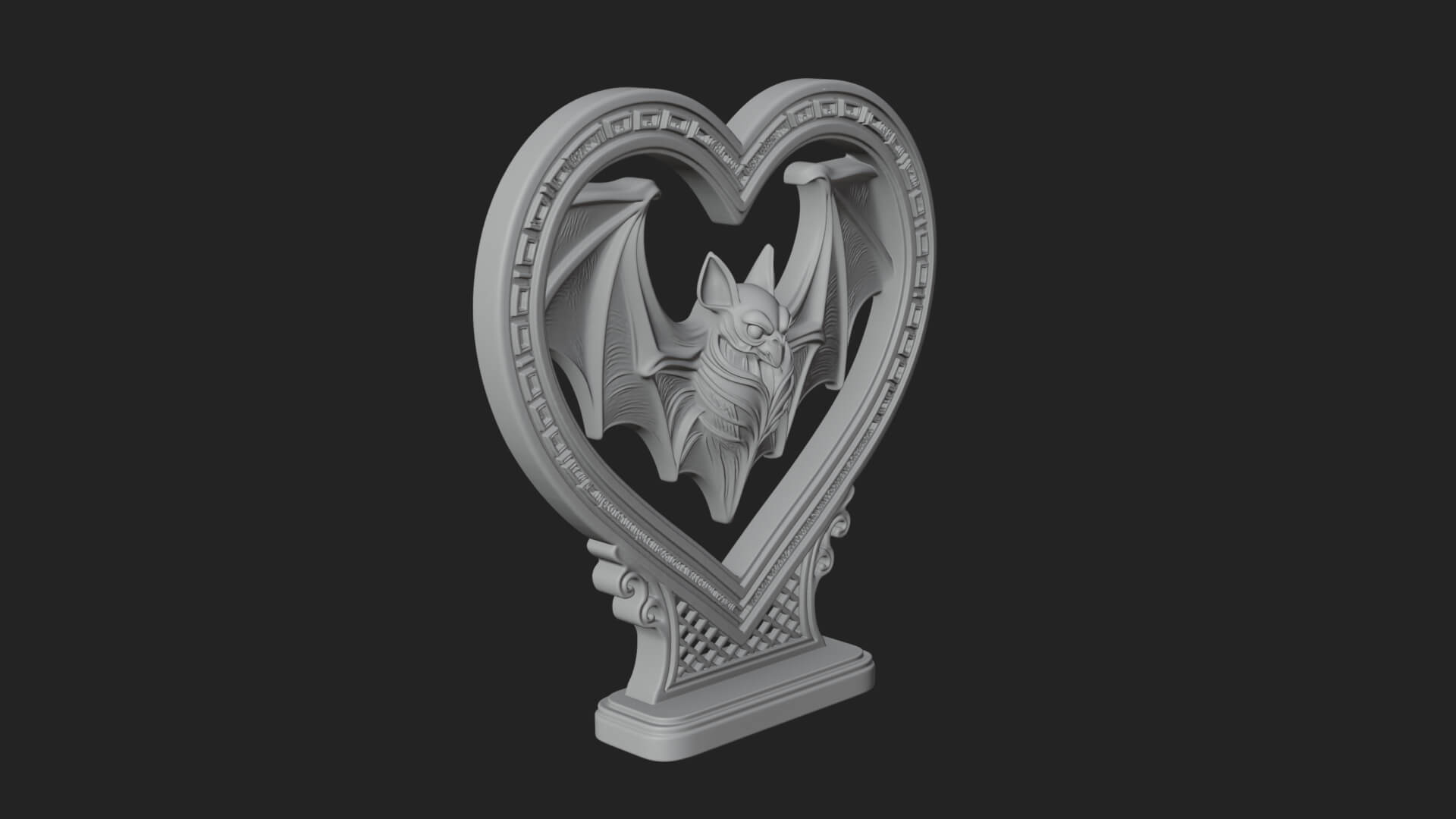 Ornate Framed Heart Plaque Design 166 3D Print Model 3D Model
