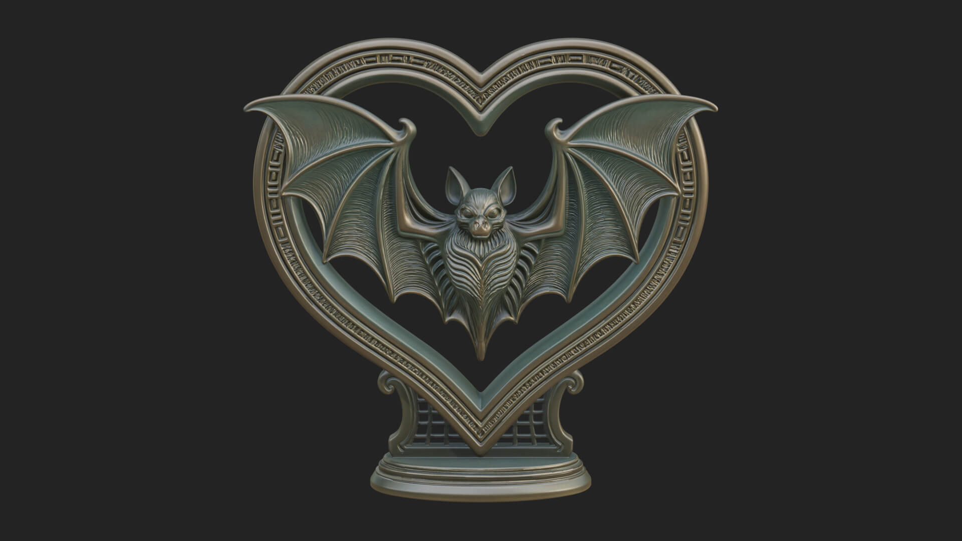 Ornate Framed Heart Plaque Design 168 3D Print Model 3D Model