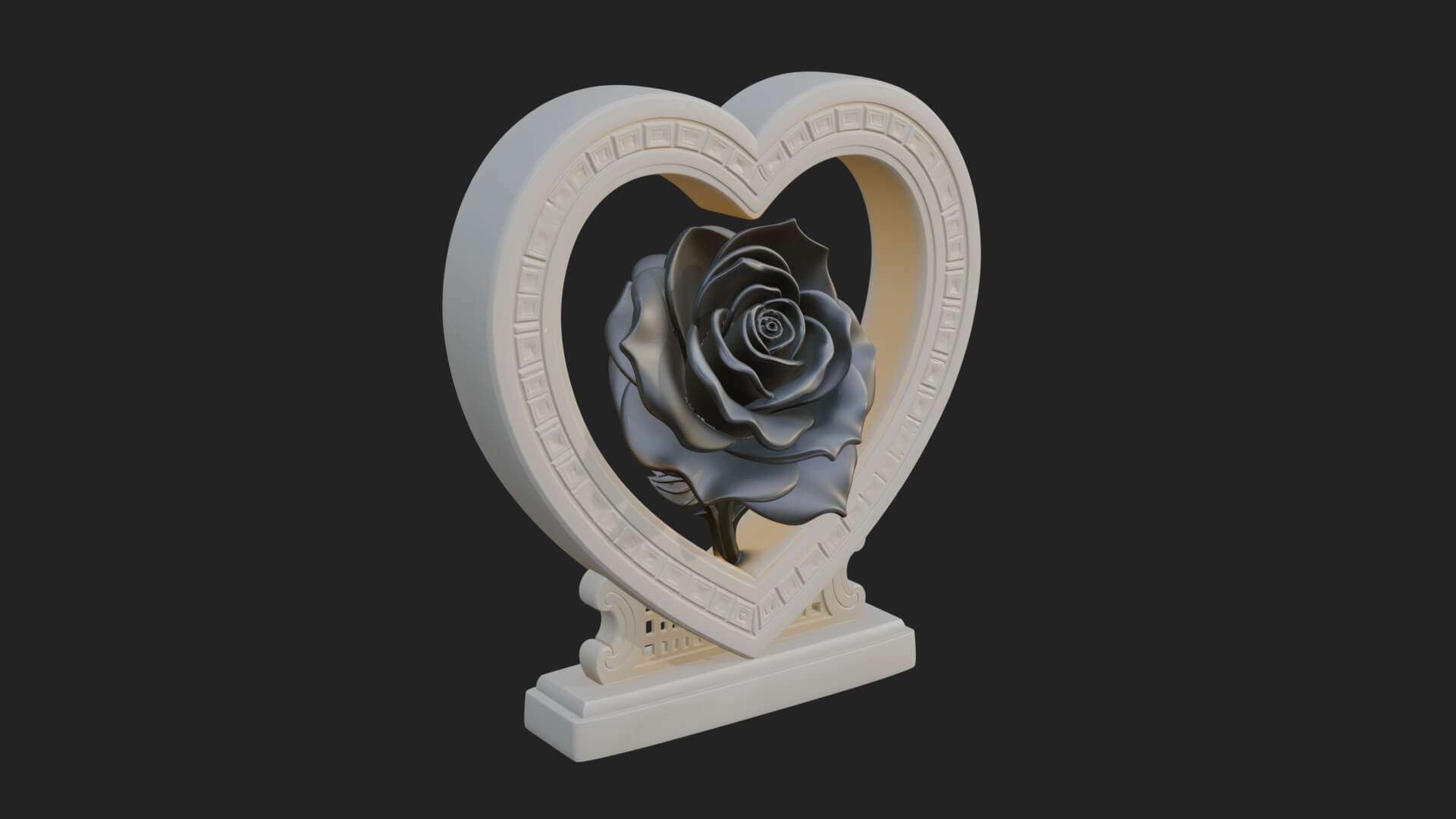 Ornate Framed Heart Plaque Design 169 3D Print Model 3D Model