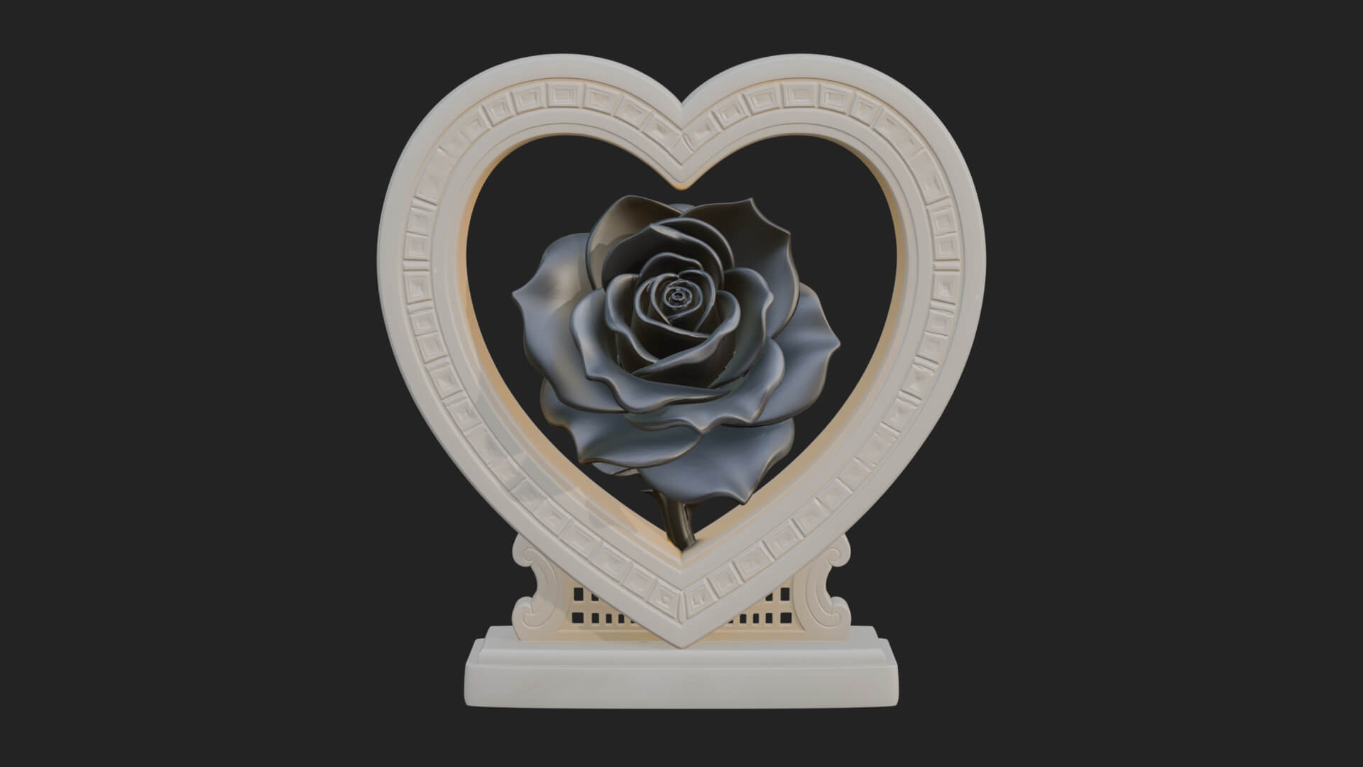 Ornate Framed Heart Plaque Design 169 3D Print Model 3D Model