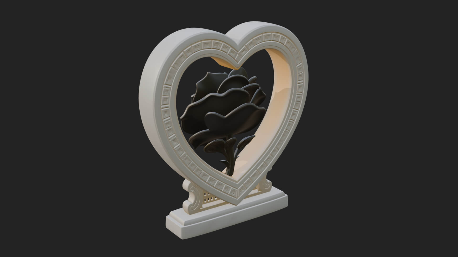Ornate Framed Heart Plaque Design 169 3D Print Model 3D Model