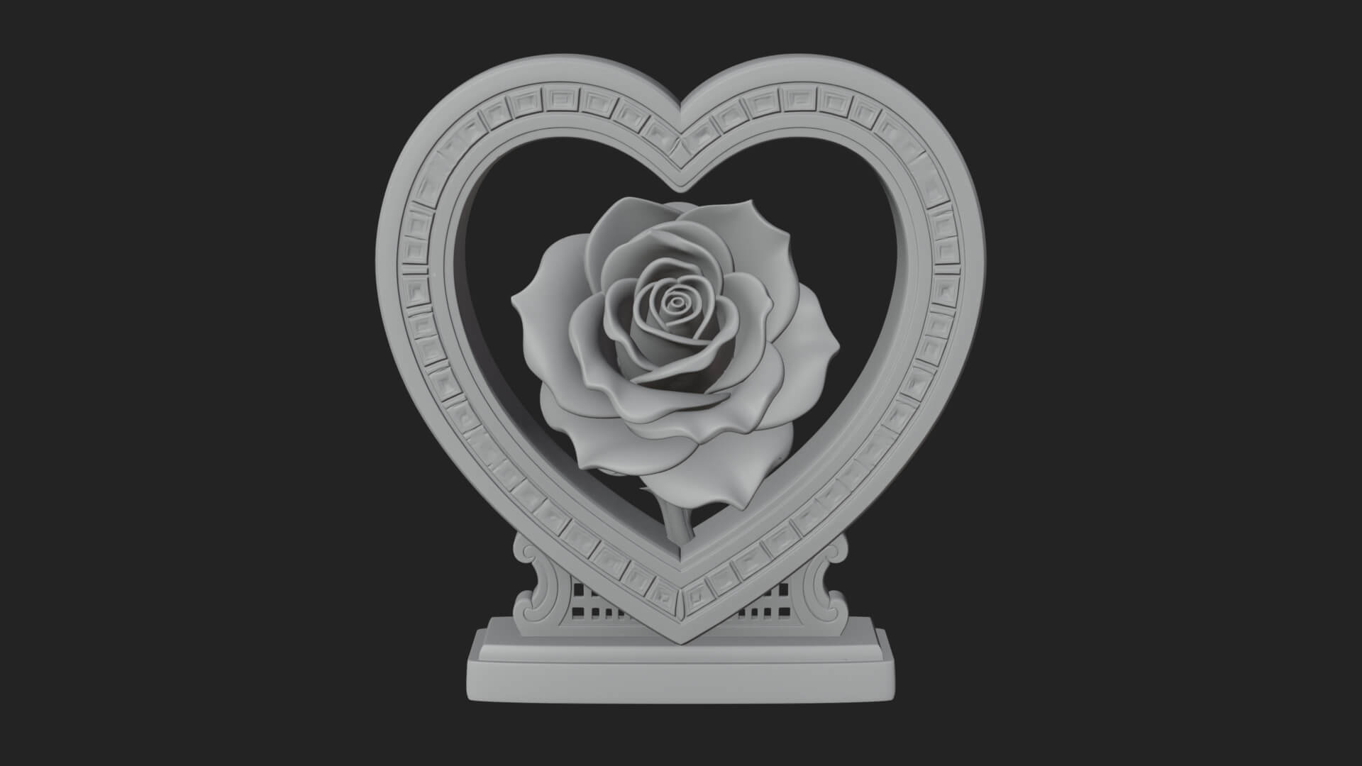 Ornate Framed Heart Plaque Design 169 3D Print Model 3D Model