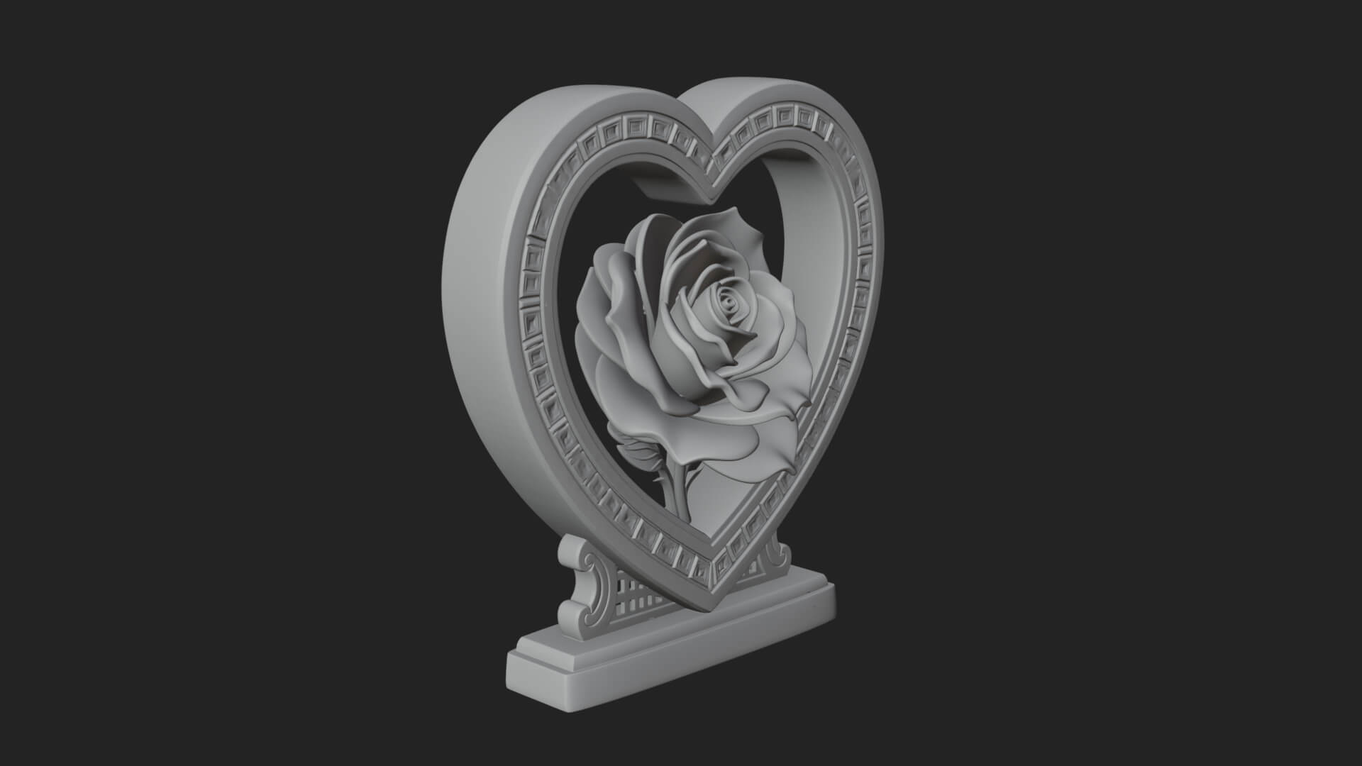 Ornate Framed Heart Plaque Design 169 3D Print Model 3D Model
