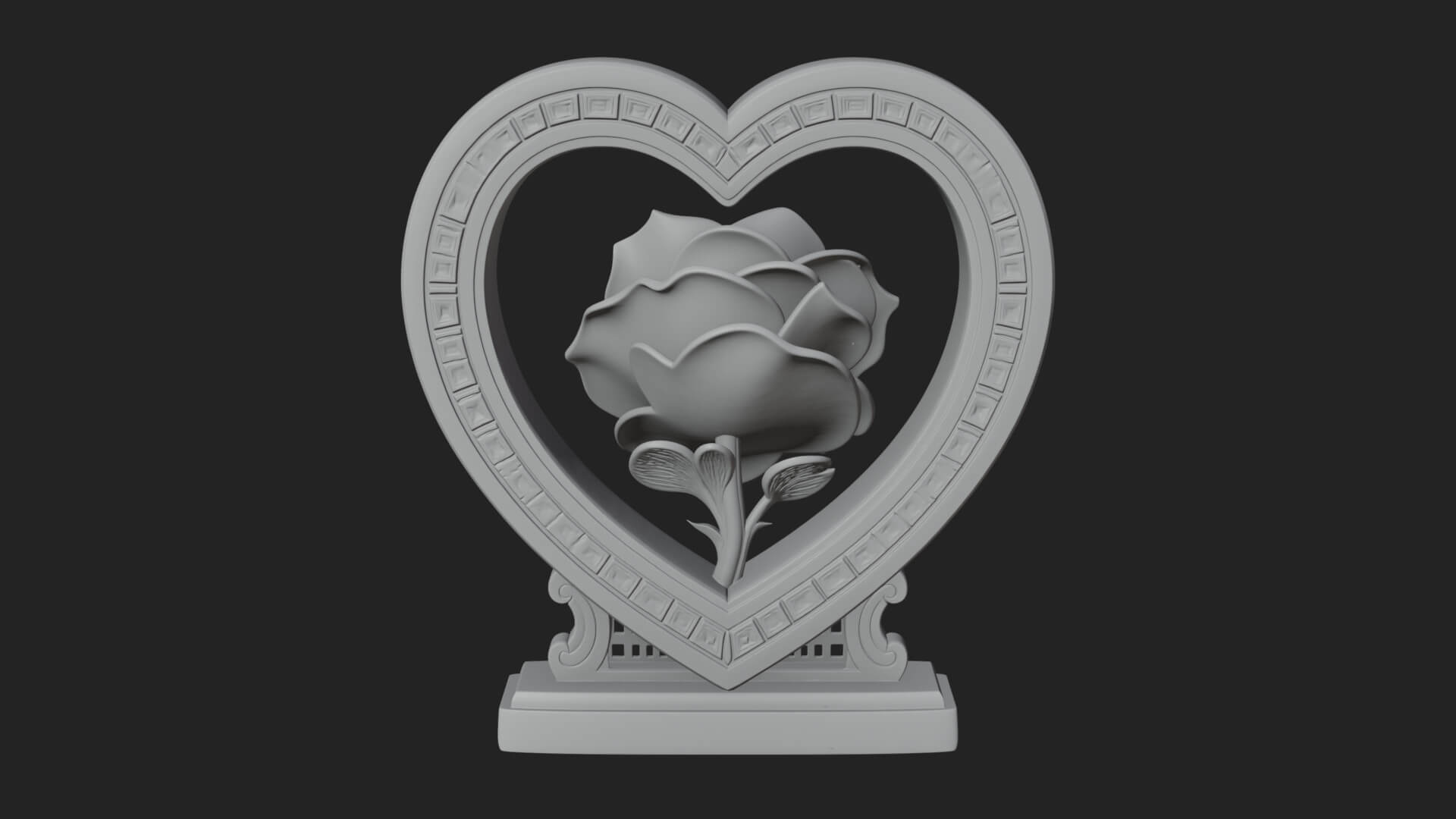 Ornate Framed Heart Plaque Design 169 3D Print Model 3D Model