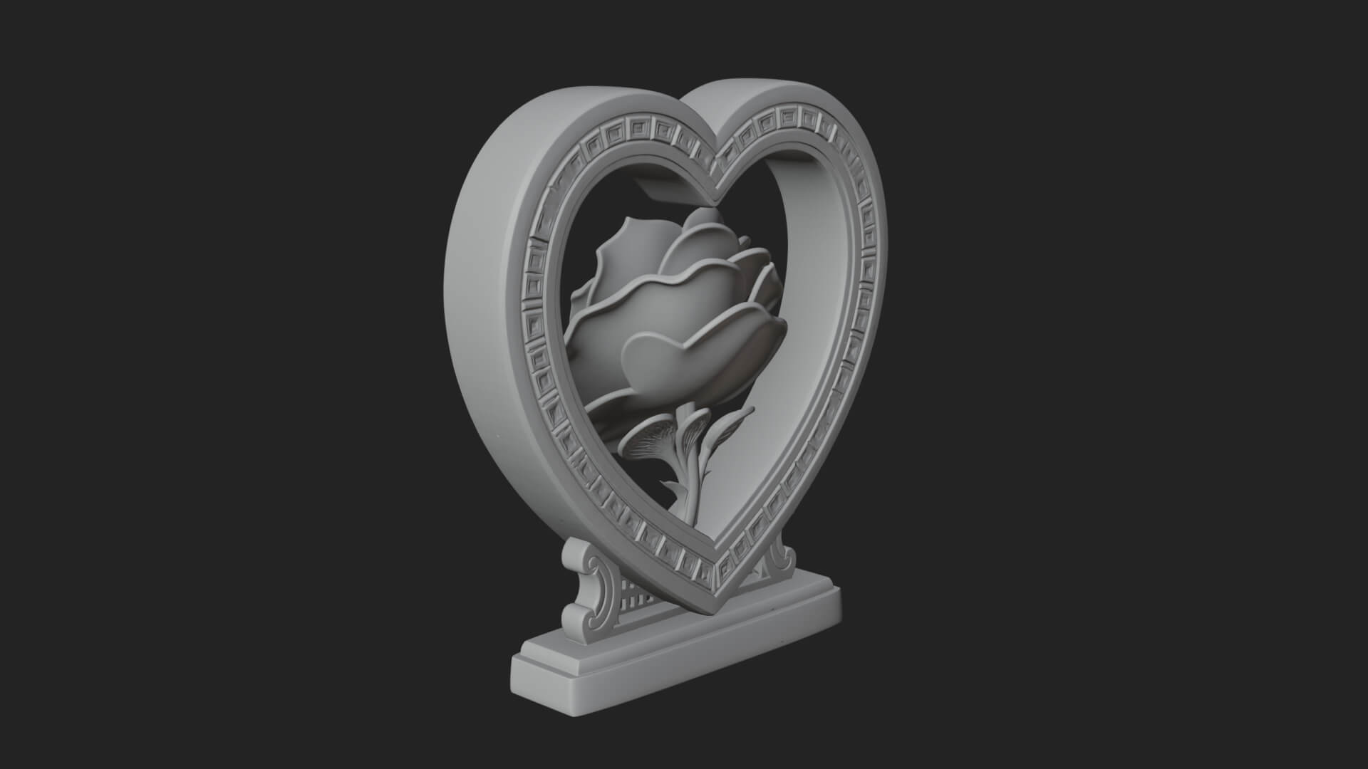 Ornate Framed Heart Plaque Design 169 3D Print Model 3D Model