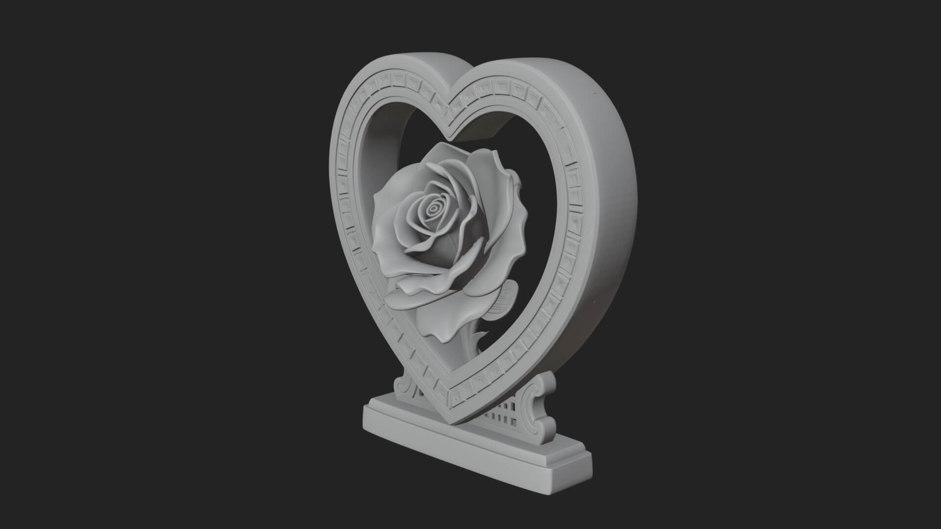 Ornate Framed Heart Plaque Design 169 3D Print Model 3D Model