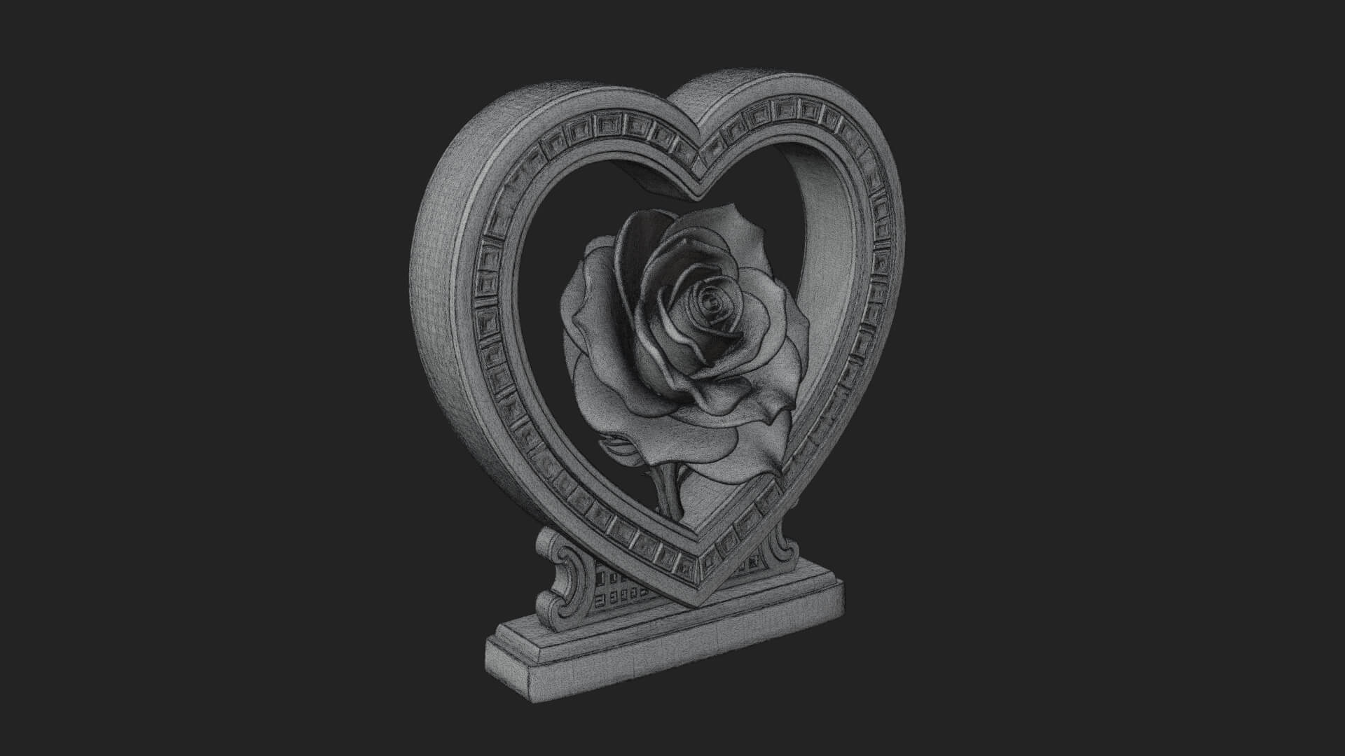 Ornate Framed Heart Plaque Design 169 3D Print Model 3D Model