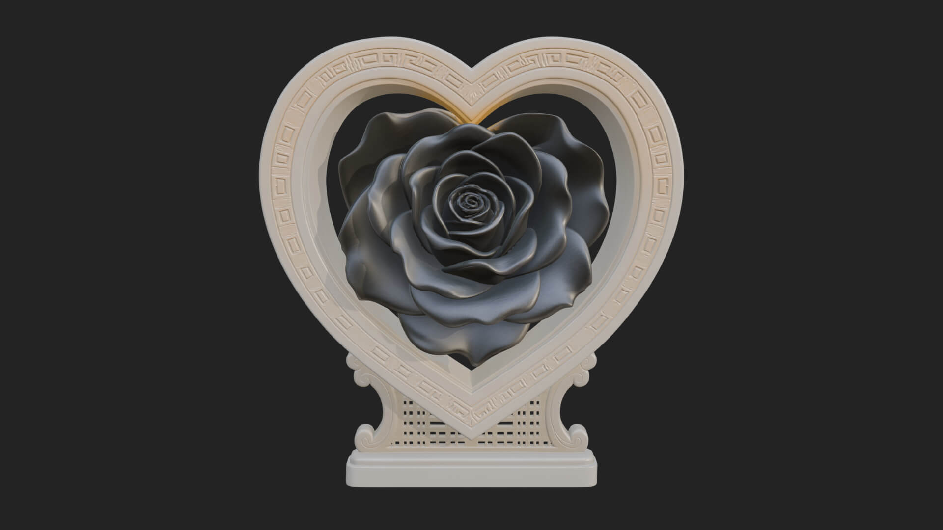 Ornate Framed Heart Plaque Design 170 3D Print Model 3D Model