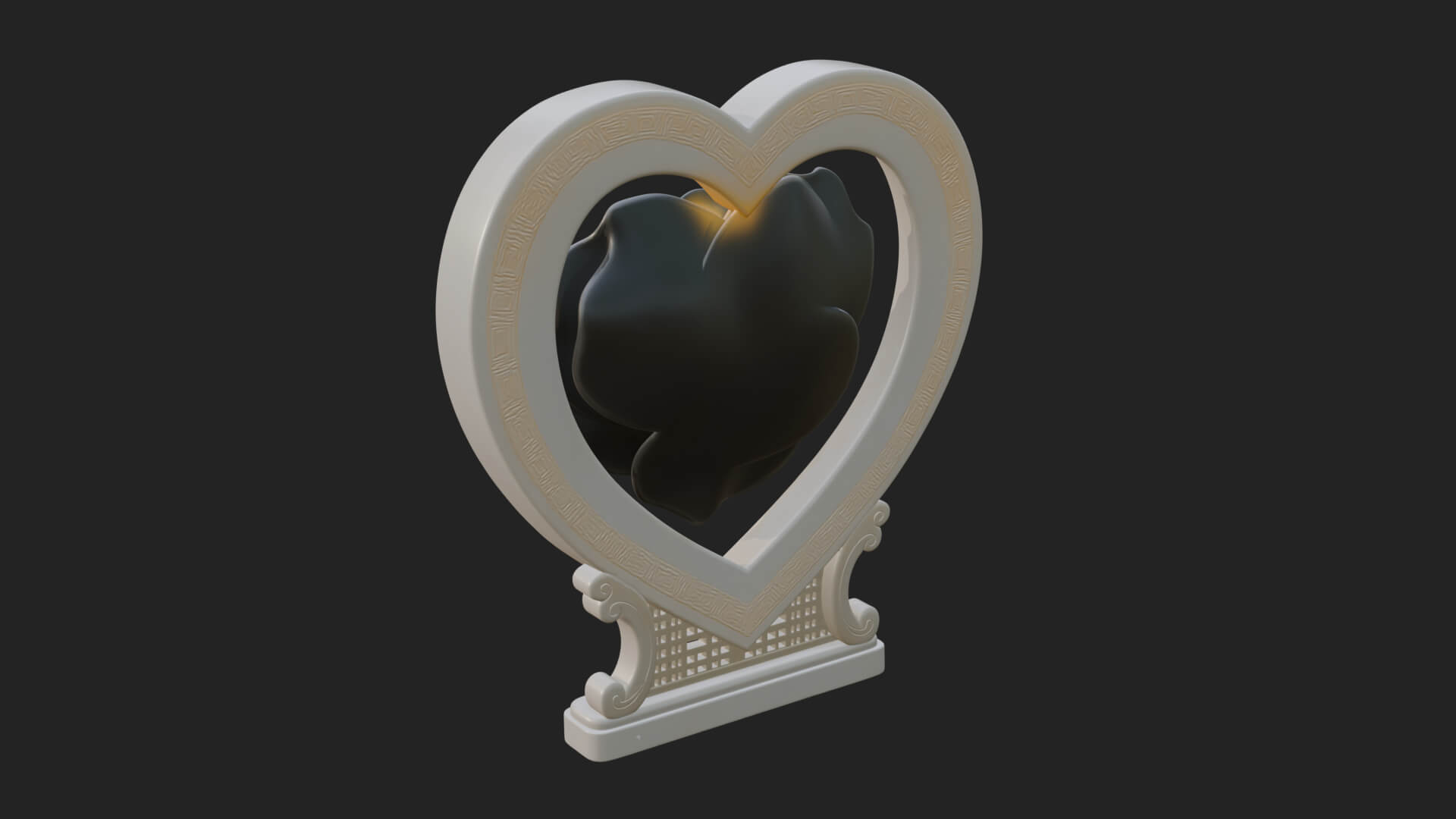 Ornate Framed Heart Plaque Design 170 3D Print Model 3D Model