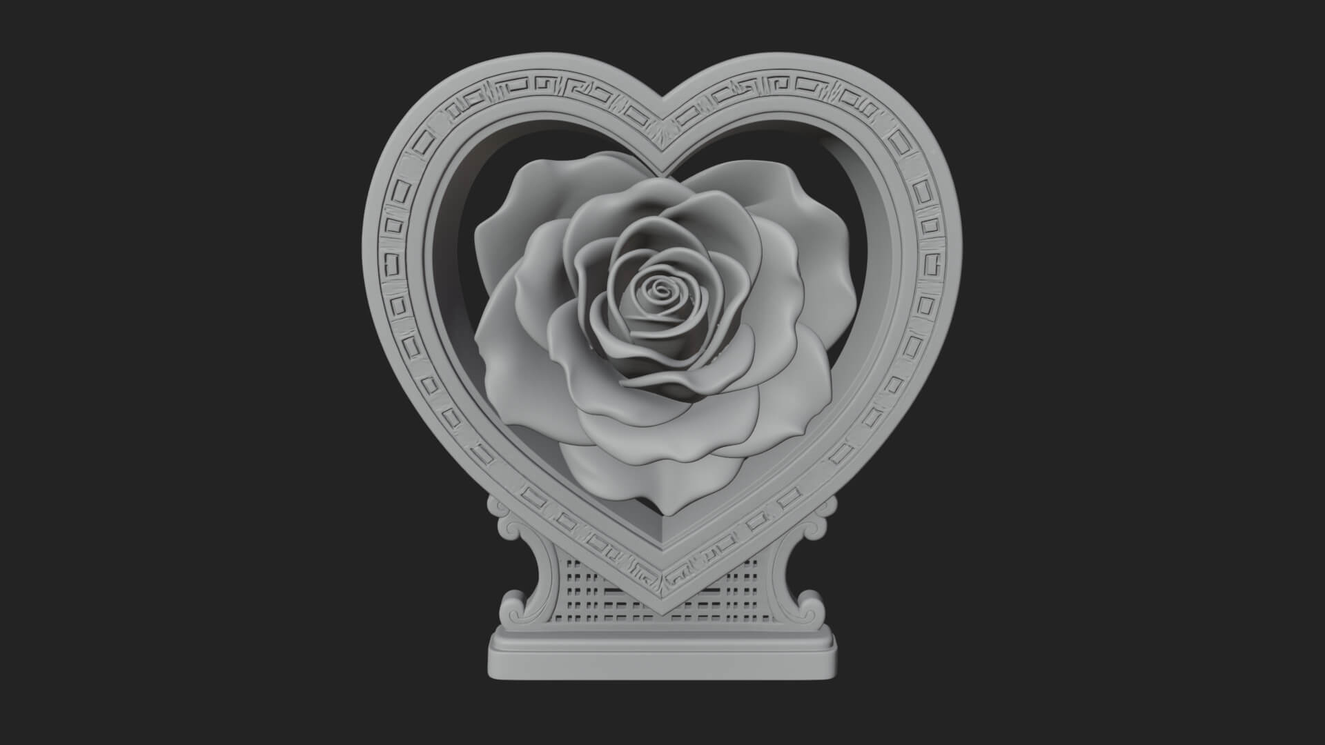 Ornate Framed Heart Plaque Design 170 3D Print Model 3D Model