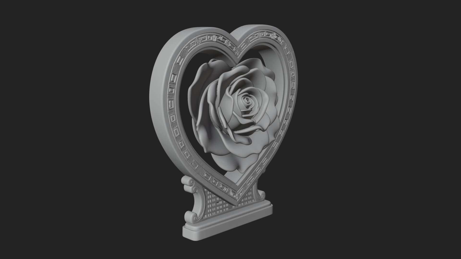 Ornate Framed Heart Plaque Design 170 3D Print Model 3D Model
