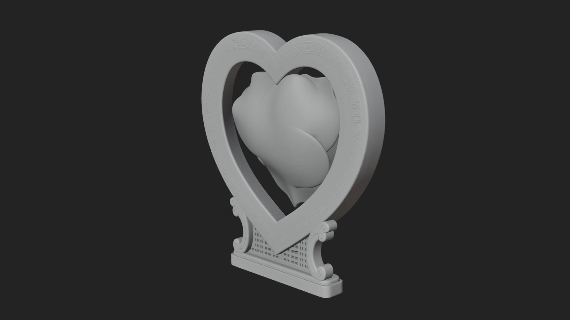 Ornate Framed Heart Plaque Design 170 3D Print Model 3D Model