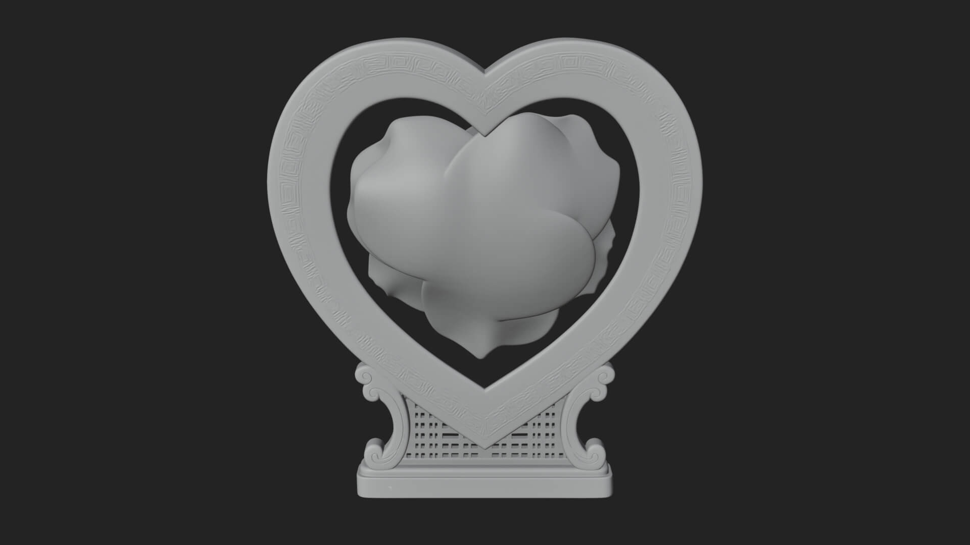 Ornate Framed Heart Plaque Design 170 3D Print Model 3D Model