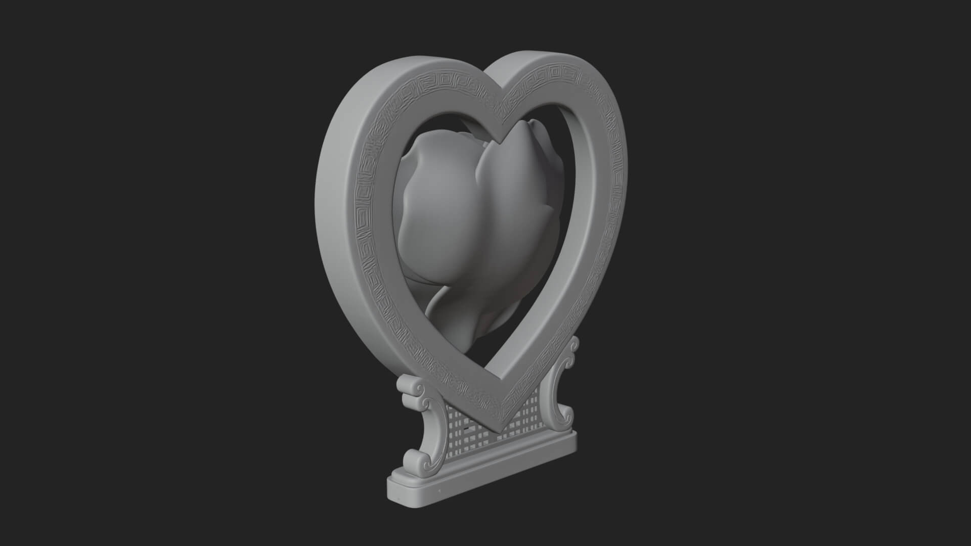 Ornate Framed Heart Plaque Design 170 3D Print Model 3D Model