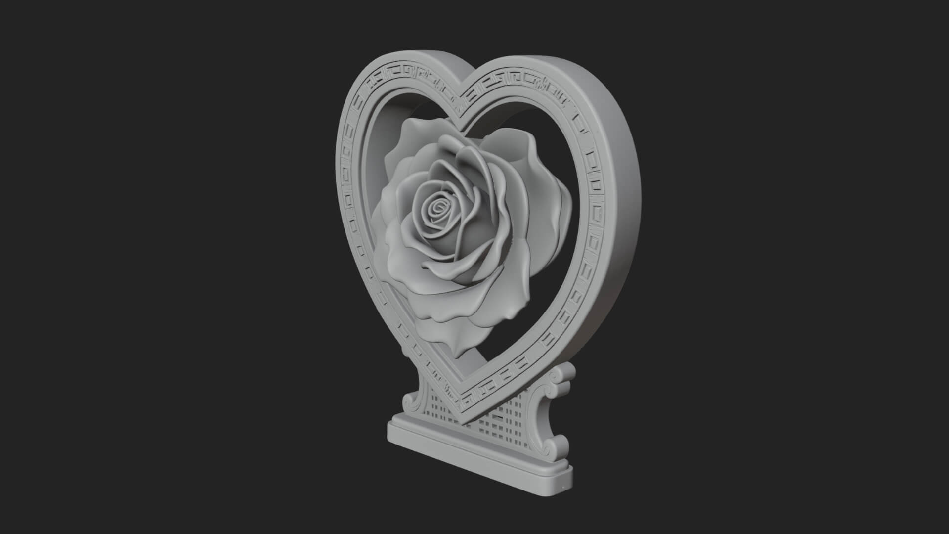 Ornate Framed Heart Plaque Design 170 3D Print Model 3D Model