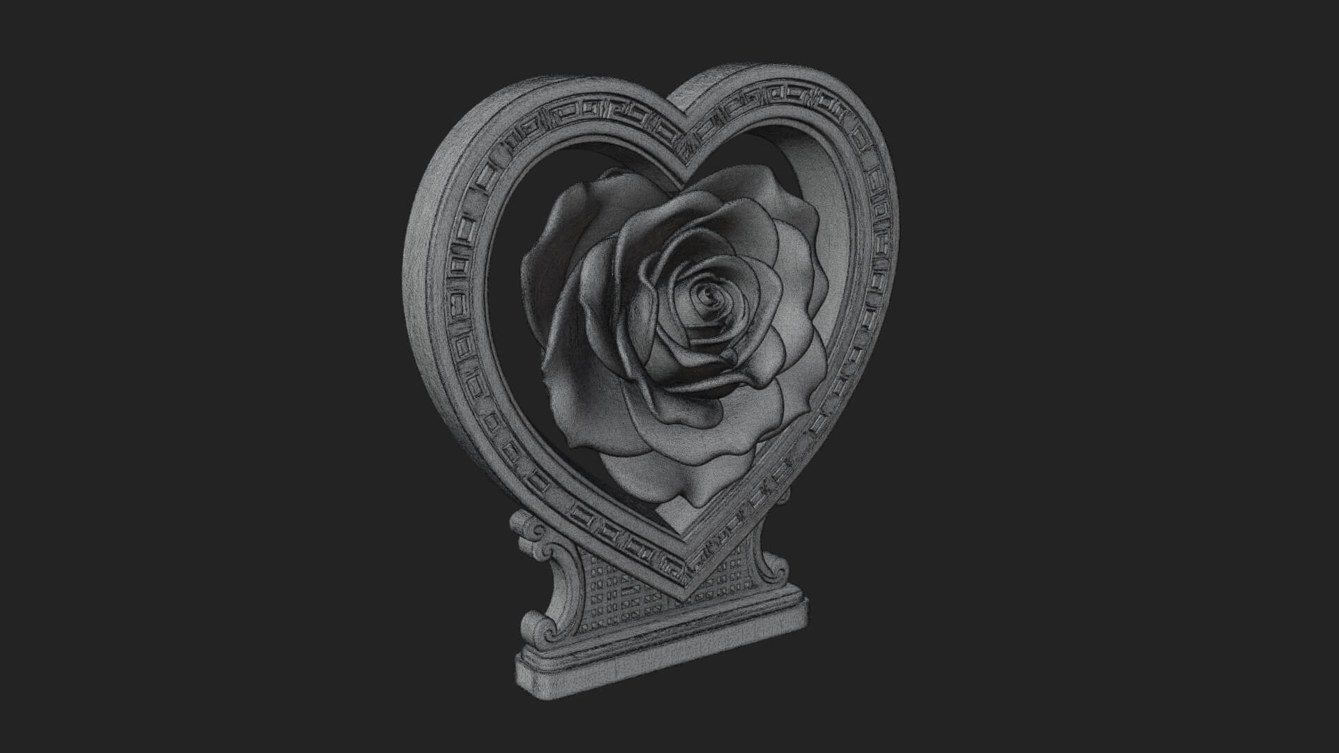 Ornate Framed Heart Plaque Design 170 3D Print Model 3D Model