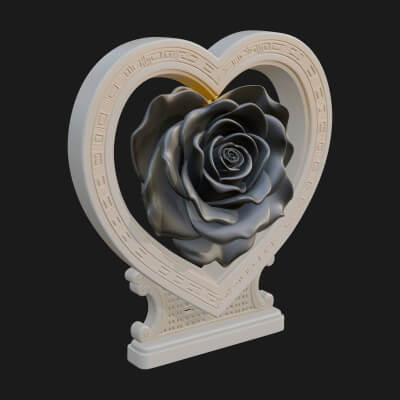 Ornate Framed Heart Plaque Design 170 3D Print Model