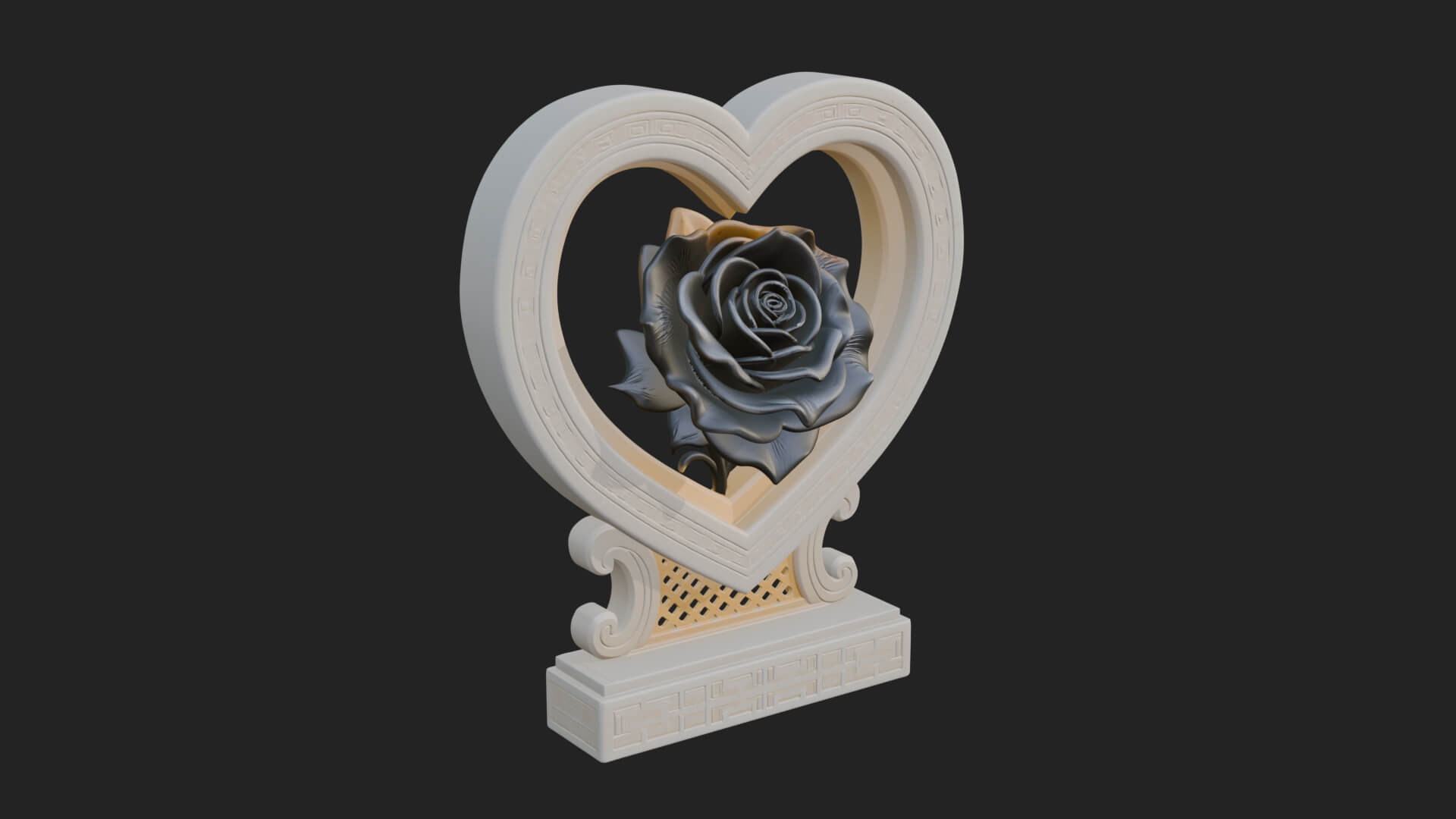 Ornate Framed Heart Plaque Design 171 3D Print Model 3D Model