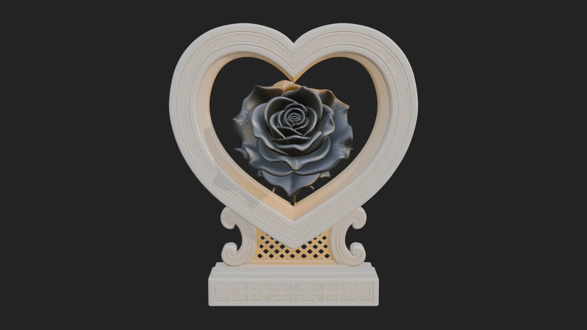 Ornate Framed Heart Plaque Design 171 3D Print Model 3D Model