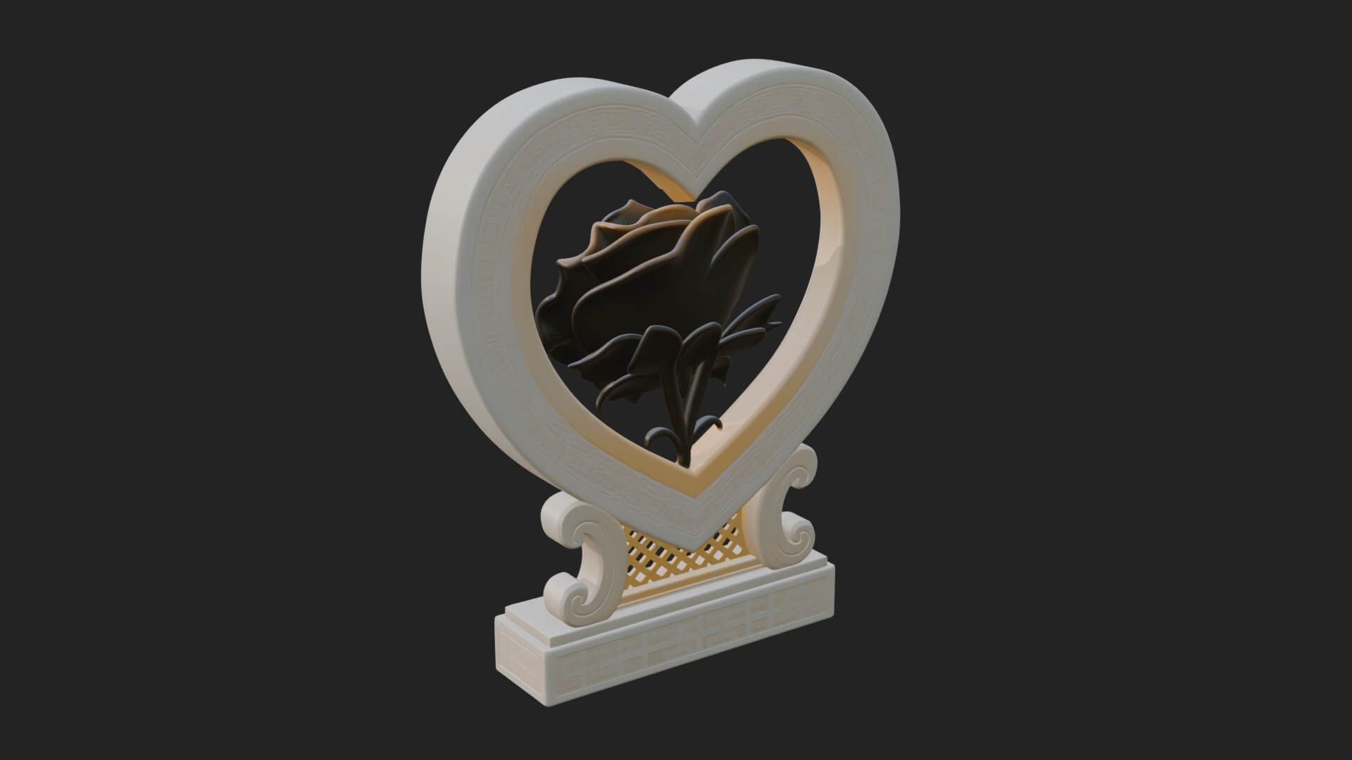 Ornate Framed Heart Plaque Design 171 3D Print Model 3D Model