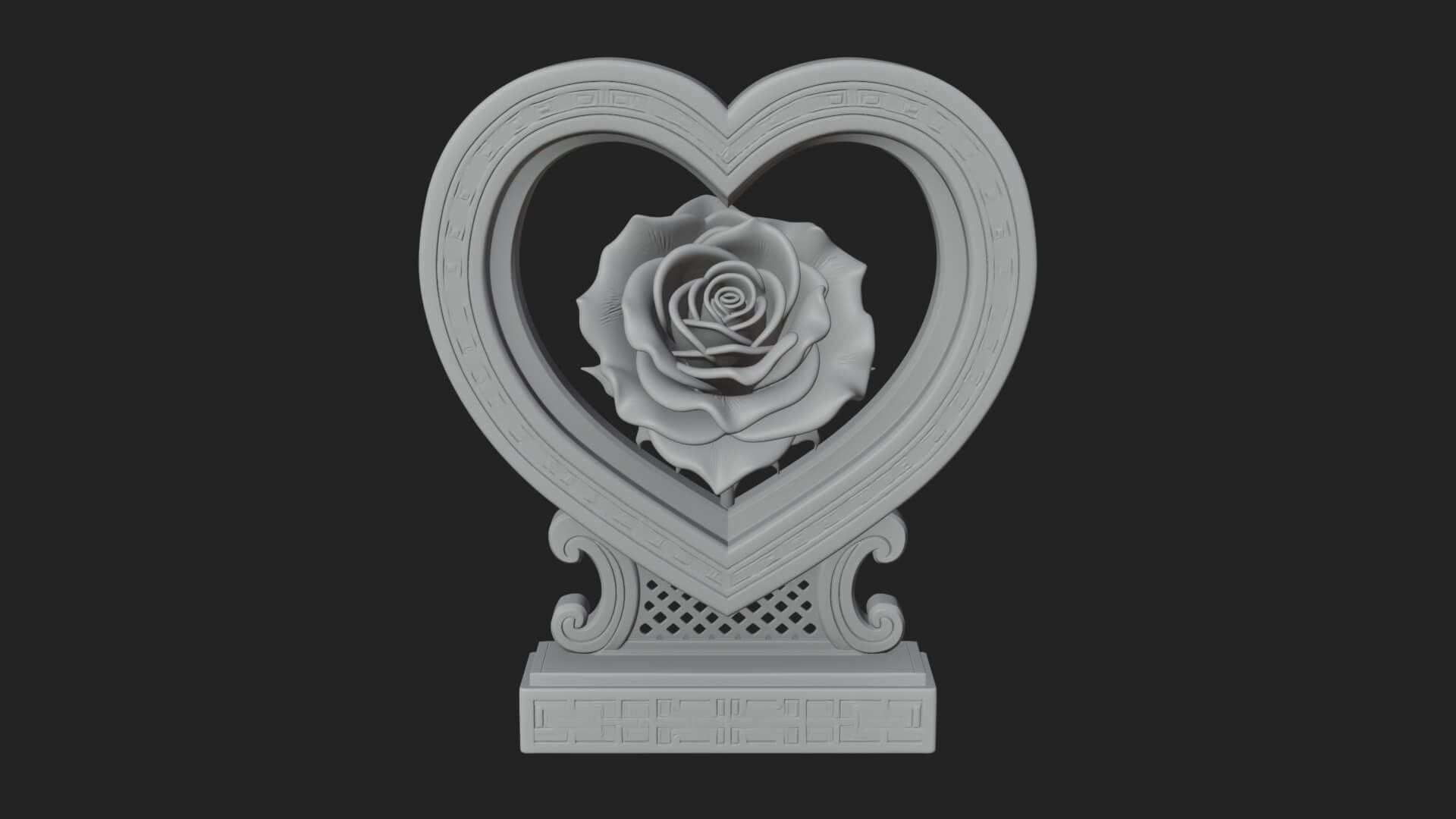 Ornate Framed Heart Plaque Design 171 3D Print Model 3D Model