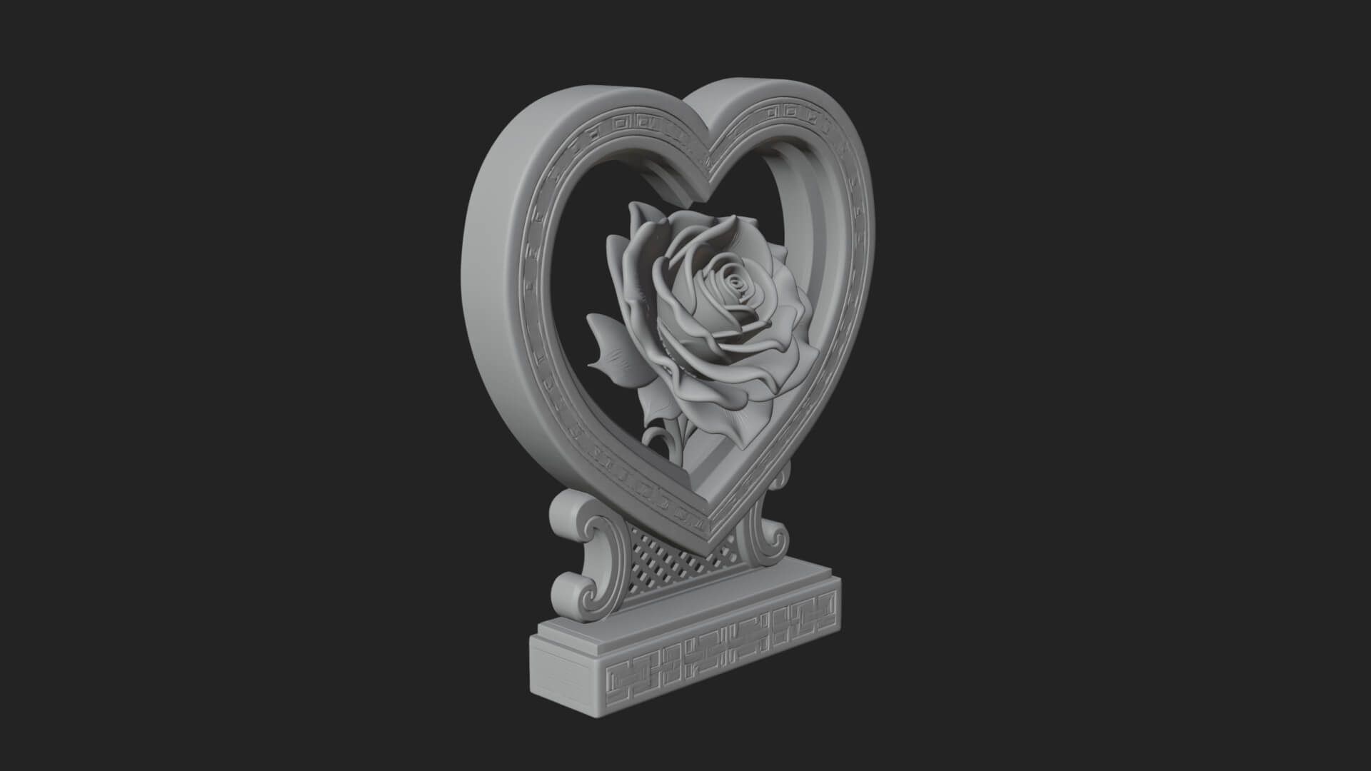 Ornate Framed Heart Plaque Design 171 3D Print Model 3D Model