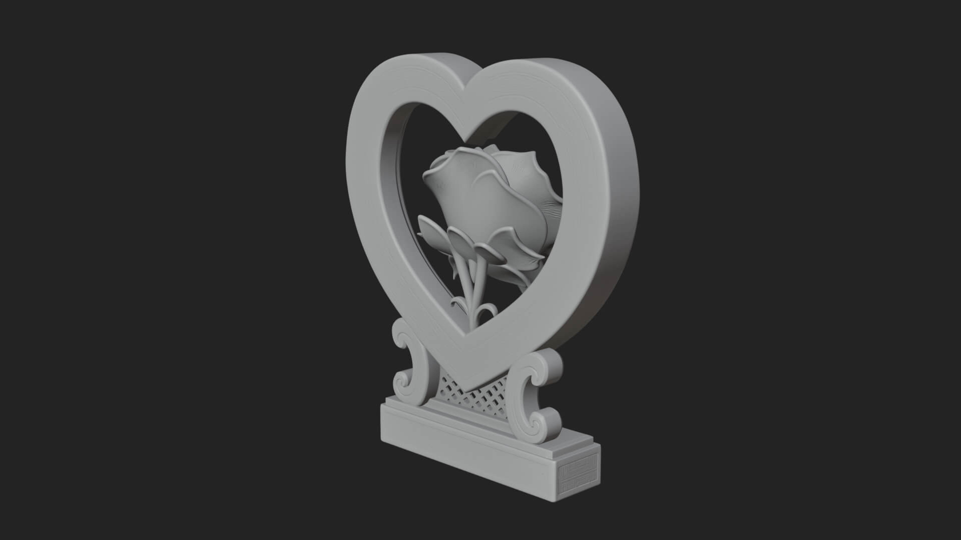 Ornate Framed Heart Plaque Design 171 3D Print Model 3D Model