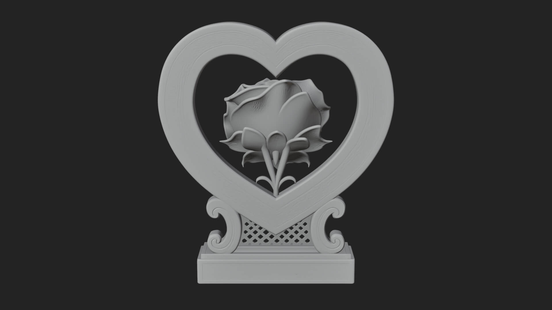 Ornate Framed Heart Plaque Design 171 3D Print Model 3D Model