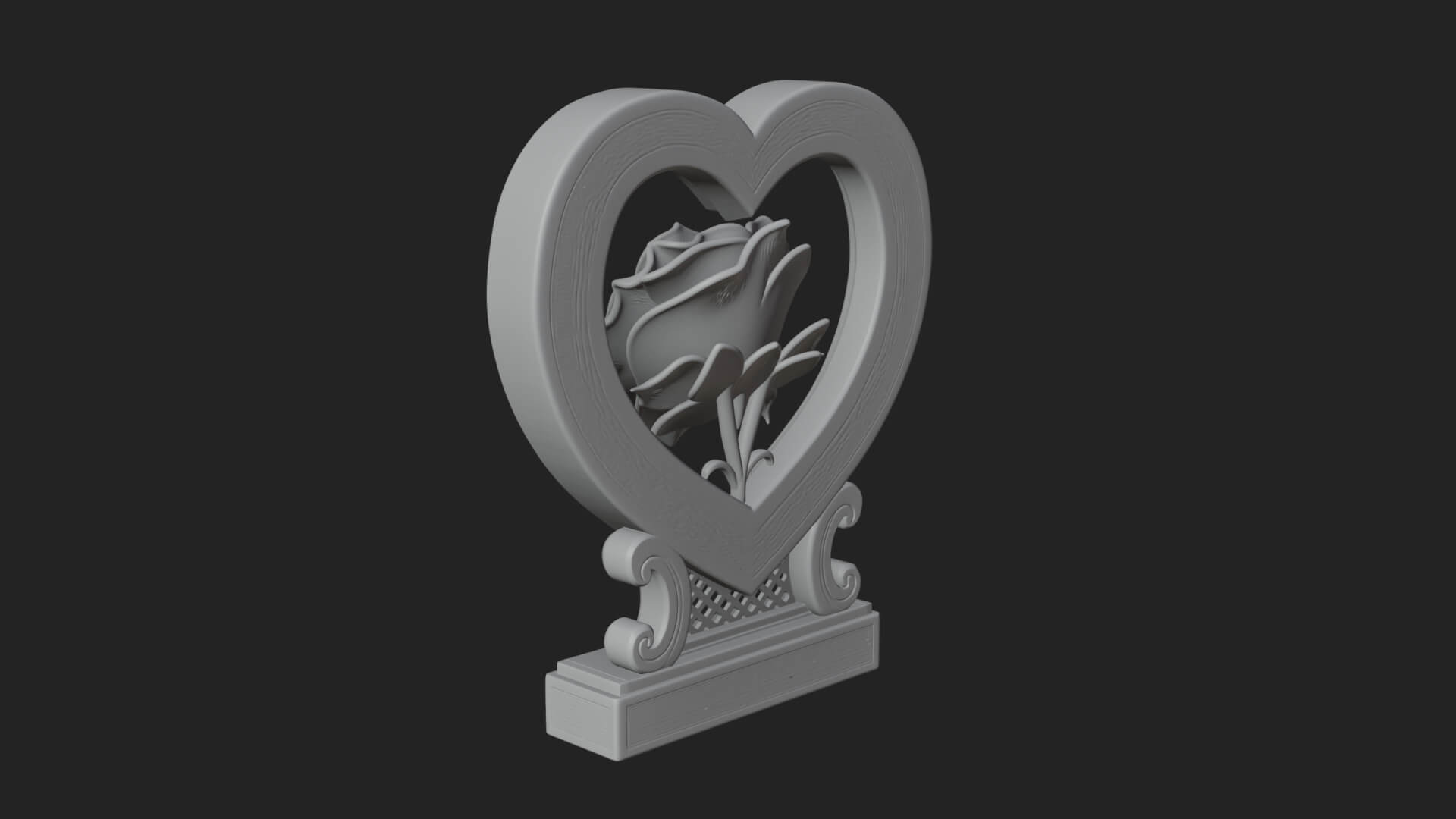 Ornate Framed Heart Plaque Design 171 3D Print Model 3D Model