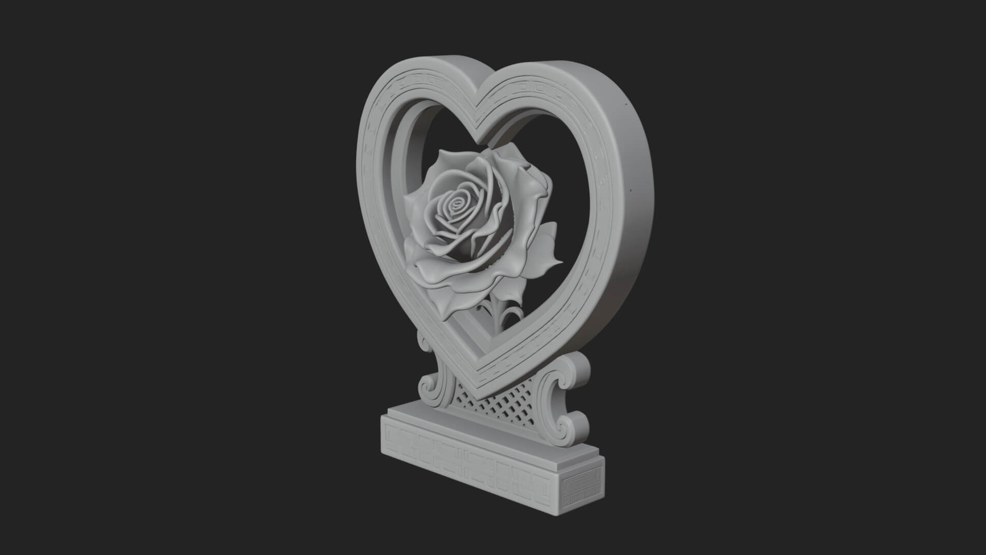Ornate Framed Heart Plaque Design 171 3D Print Model 3D Model