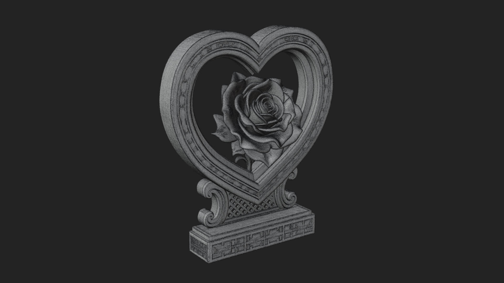 Ornate Framed Heart Plaque Design 171 3D Print Model 3D Model