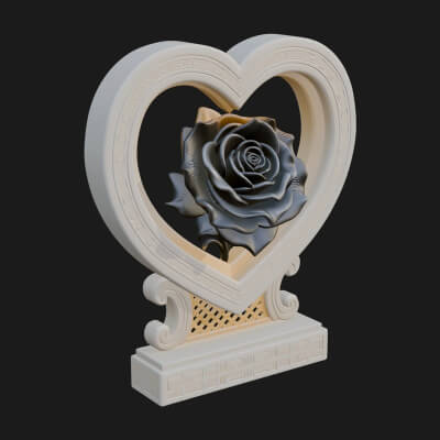 Ornate Framed Heart Plaque Design 171 3D Print Model
