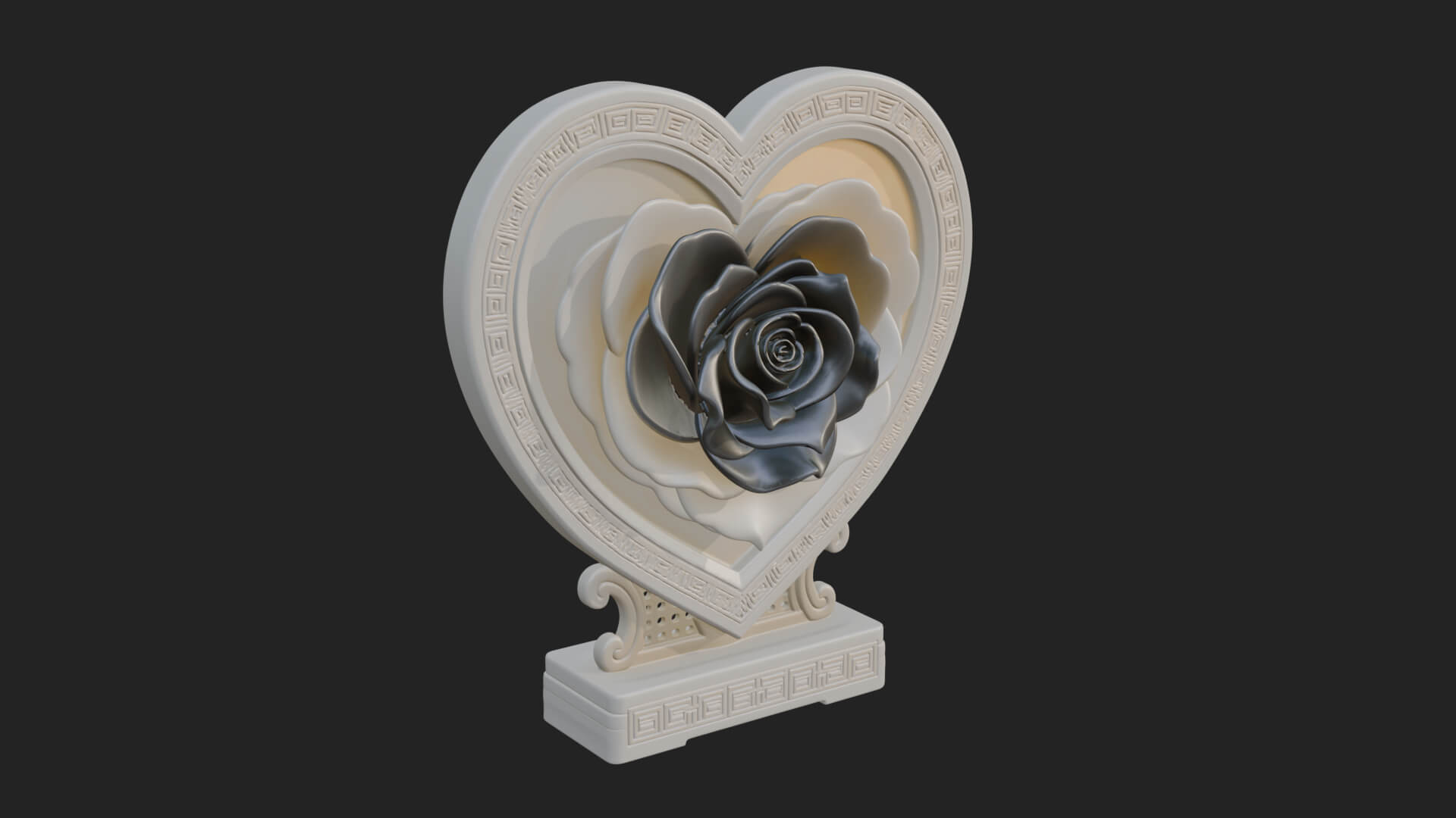Ornate Framed Heart Plaque Design 172 3D Print Model 3D Model