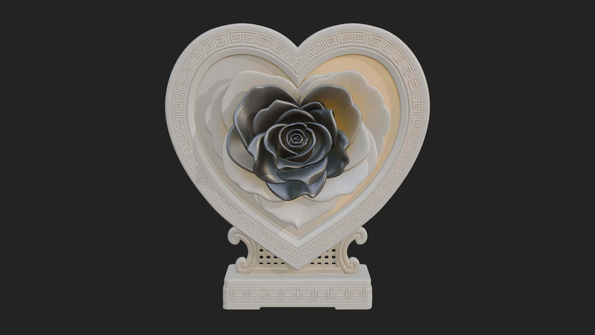 Ornate Framed Heart Plaque Design 172 3D Print Model 3D Model